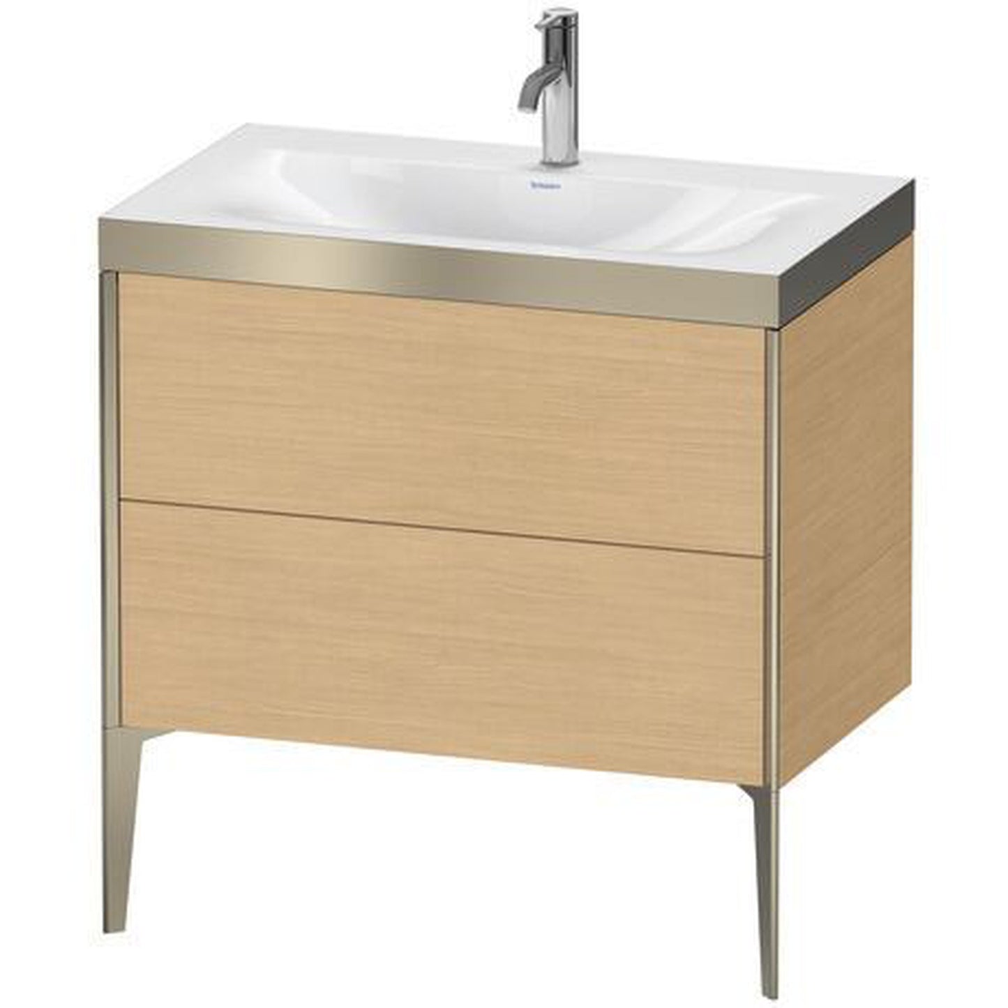 Duravit XViu 31" x 31" x 19" Two Drawer C-Bonded Floorstanding Vanity Kit With One Tap Hole, Natural Oak (XV4710OB130P)
