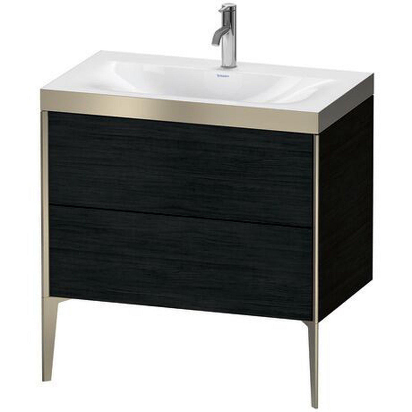 Duravit XViu 31" x 31" x 19" Two Drawer C-Bonded Floorstanding Vanity Kit With One Tap Hole, Oak Black (XV4710OB116P)