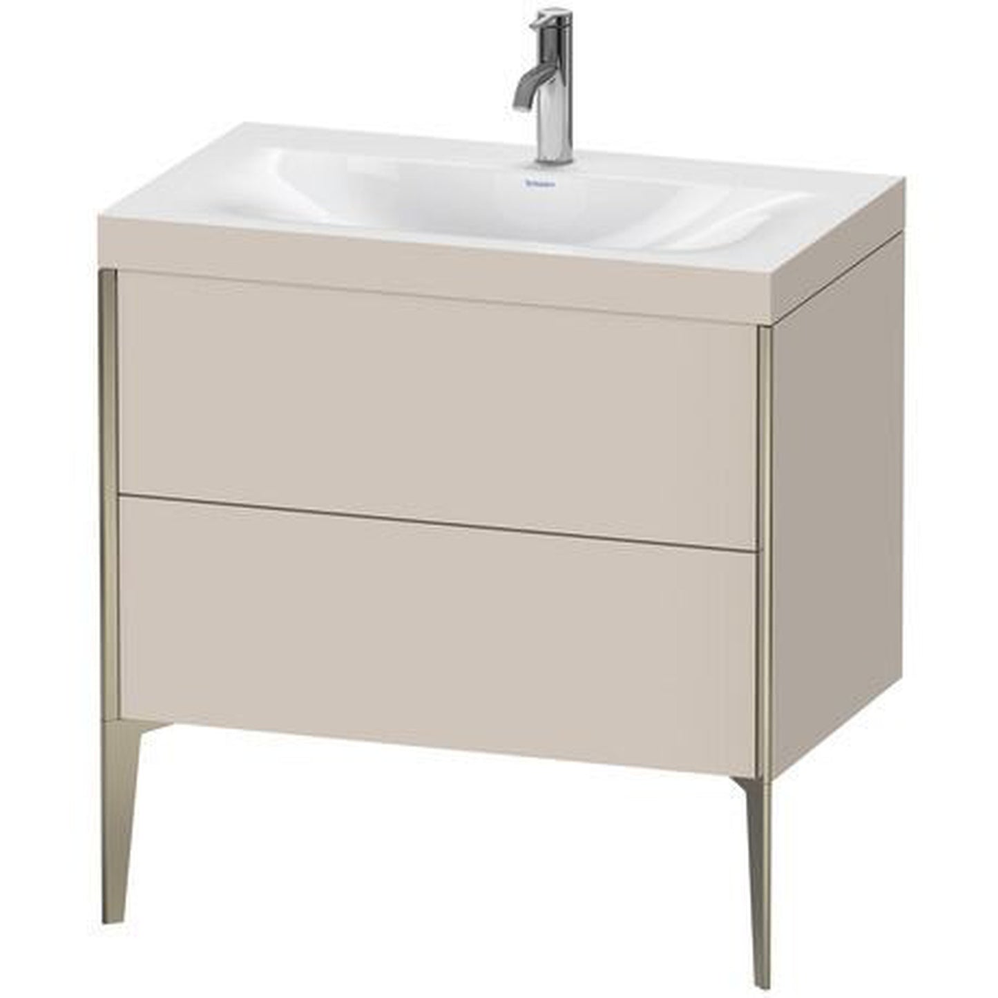 Duravit XViu 31" x 31" x 19" Two Drawer C-Bonded Floorstanding Vanity Kit With One Tap Hole, Taupe (XV4710OB191C)