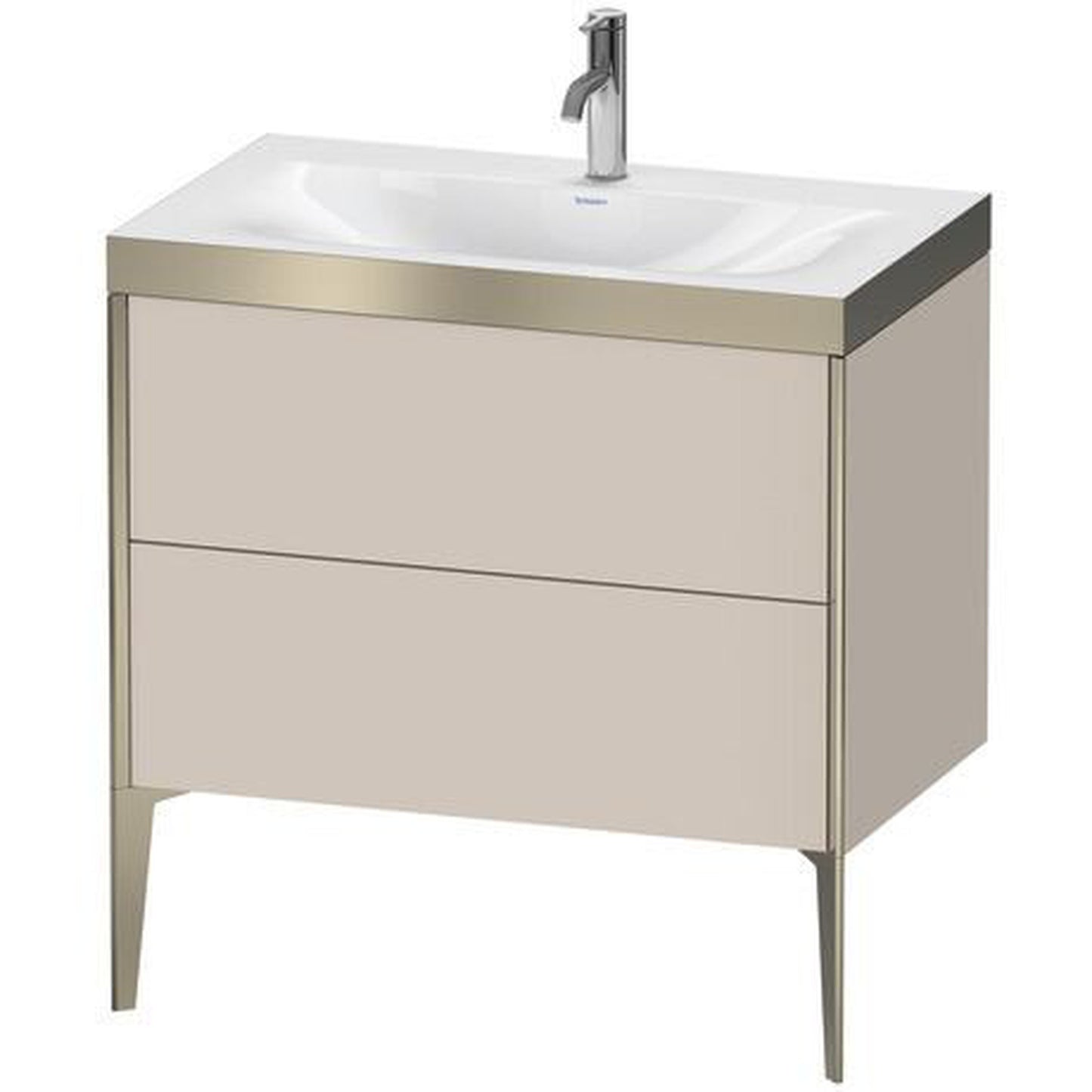 Duravit XViu 31" x 31" x 19" Two Drawer C-Bonded Floorstanding Vanity Kit With One Tap Hole, Taupe (XV4710OB191P)