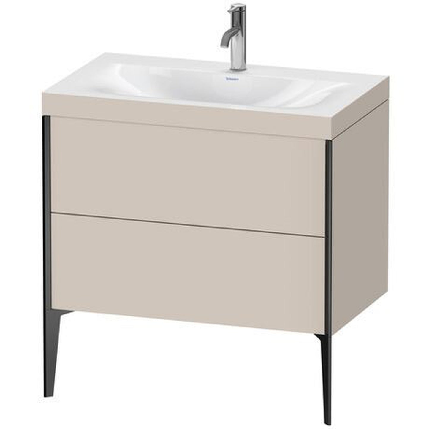 Duravit XViu 31" x 31" x 19" Two Drawer C-Bonded Floorstanding Vanity Kit With One Tap Hole, Taupe (XV4710OB291C)