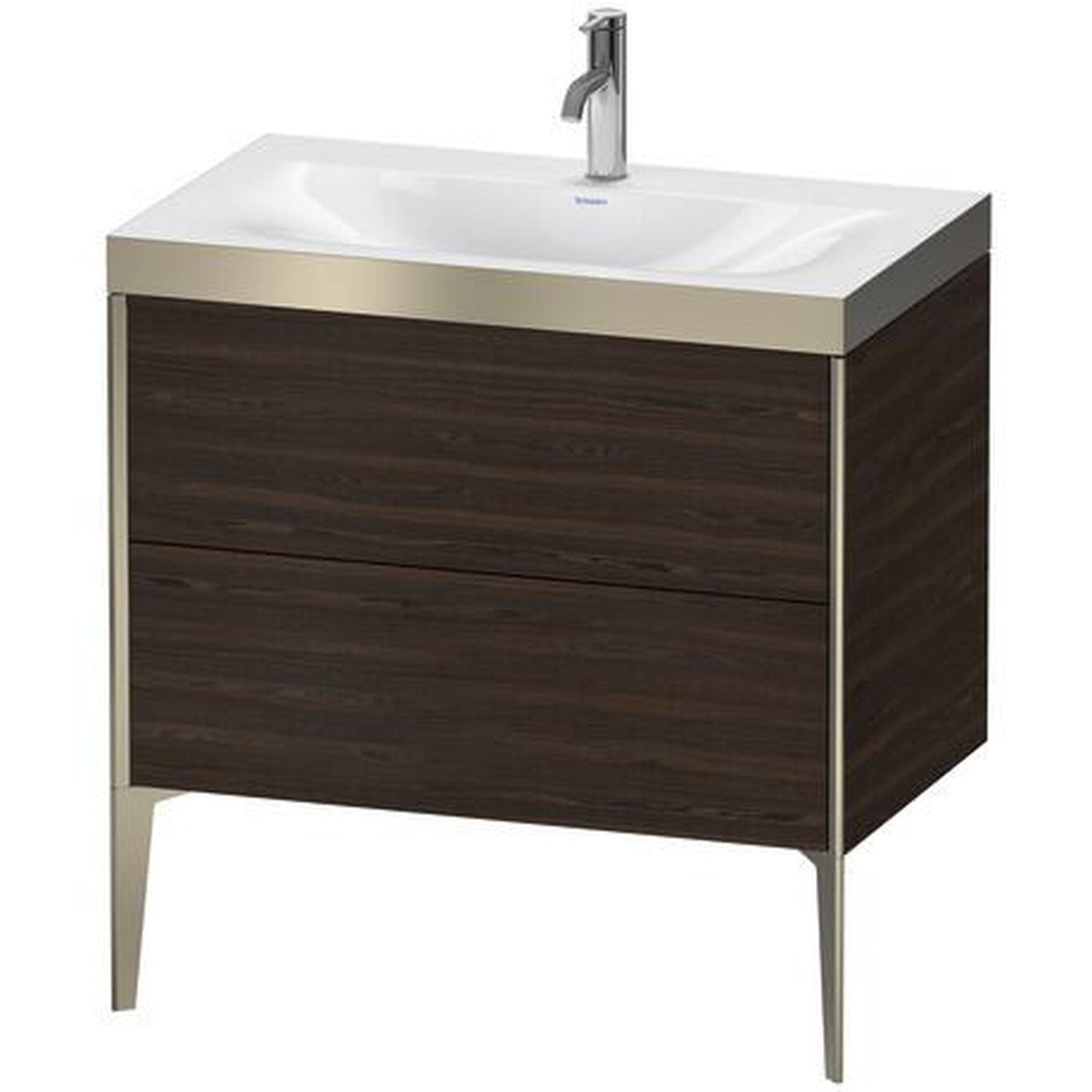 Duravit XViu 31" x 31" x 19" Two Drawer C-Bonded Floorstanding Vanity Kit With One Tap Hole, Walnut Brushed (XV4710OB169P)