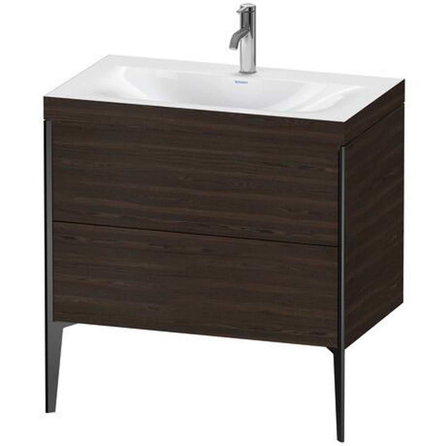 Duravit XViu 31" x 31" x 19" Two Drawer C-Bonded Floorstanding Vanity Kit With One Tap Hole, Walnut Brushed (XV4710OB269C)