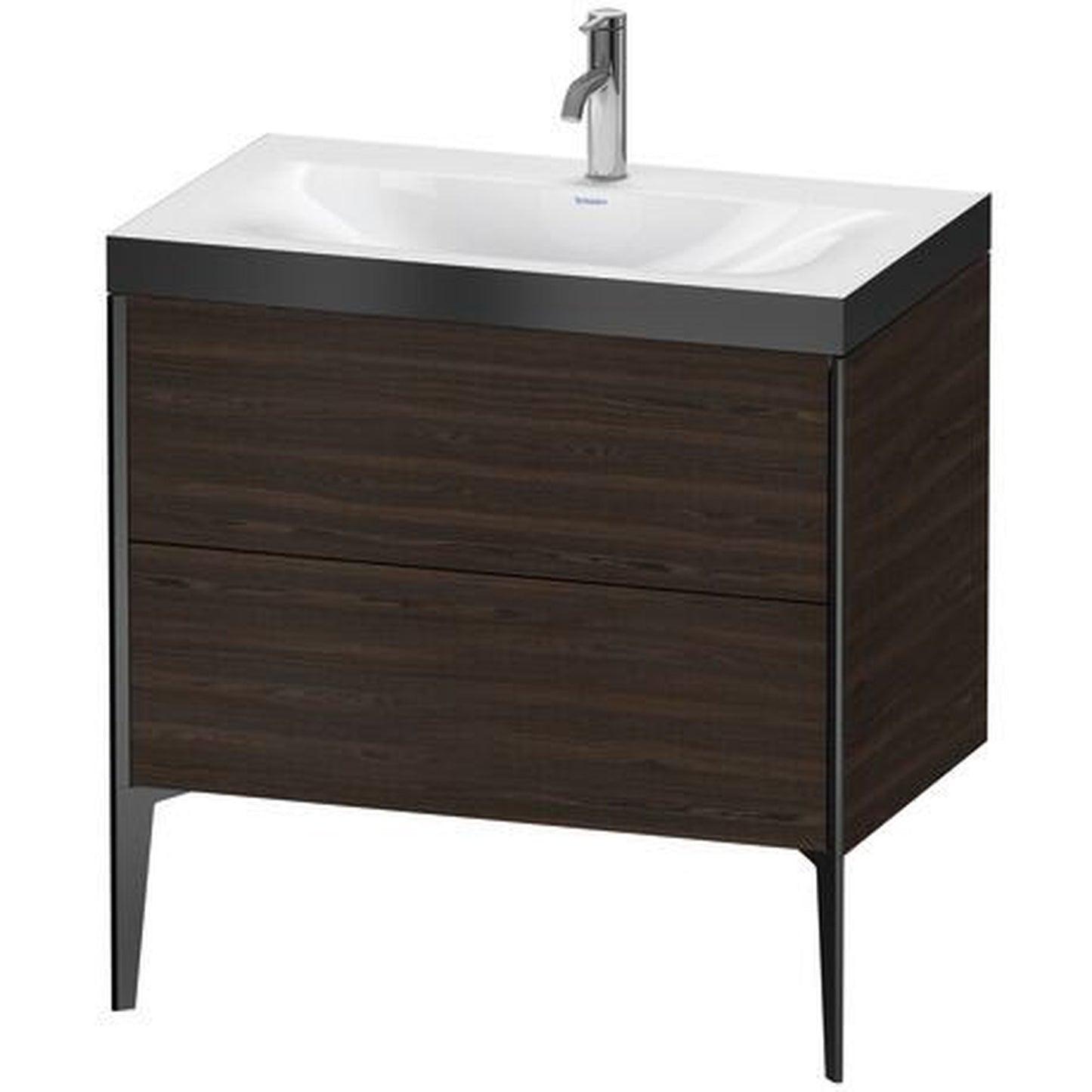 Duravit XViu 31" x 31" x 19" Two Drawer C-Bonded Floorstanding Vanity Kit With One Tap Hole, Walnut Brushed (XV4710OB269P)