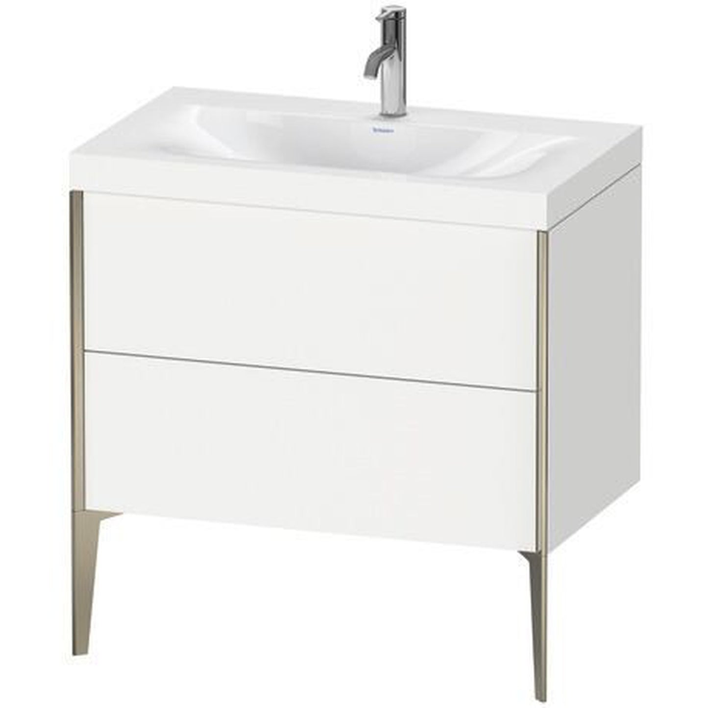 Duravit XViu 31" x 31" x 19" Two Drawer C-Bonded Floorstanding Vanity Kit With One Tap Hole, White (XV4710OB118C)