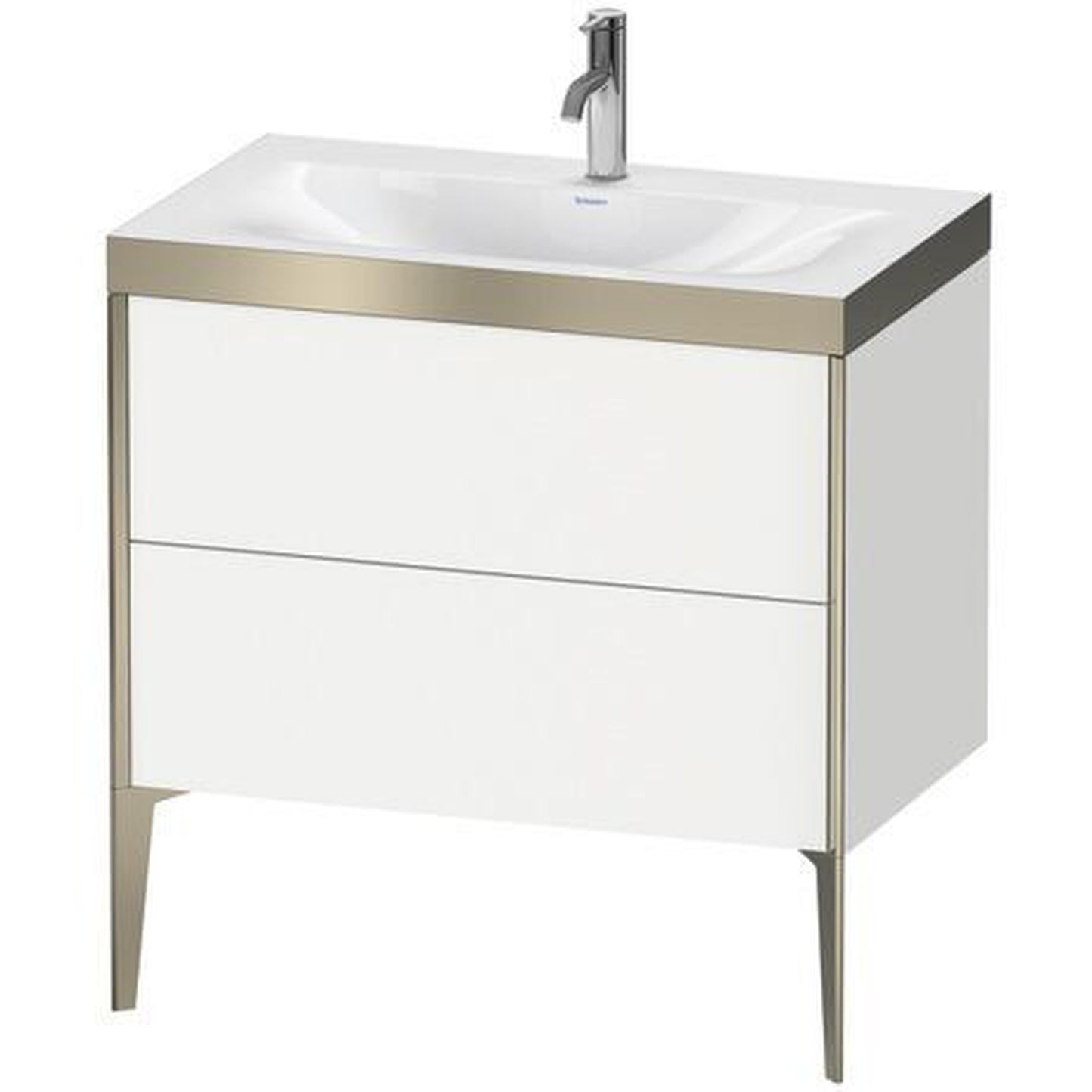 Duravit XViu 31" x 31" x 19" Two Drawer C-Bonded Floorstanding Vanity Kit With One Tap Hole, White (XV4710OB118P)