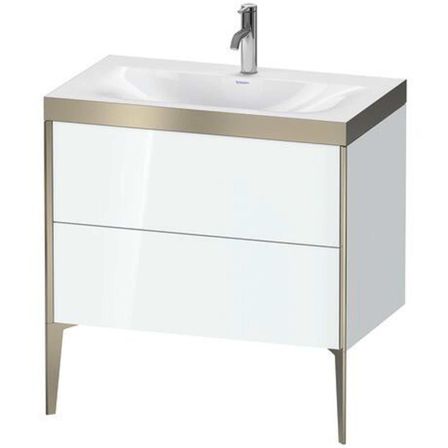 Duravit XViu 31" x 31" x 19" Two Drawer C-Bonded Floorstanding Vanity Kit With One Tap Hole, White (XV4710OB185P)