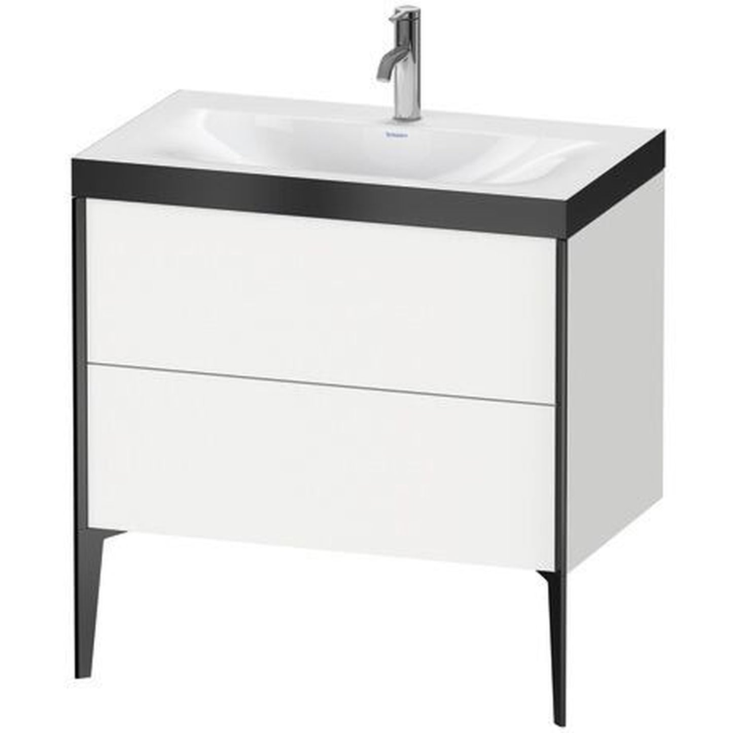Duravit XViu 31" x 31" x 19" Two Drawer C-Bonded Floorstanding Vanity Kit With One Tap Hole, White (XV4710OB218P)