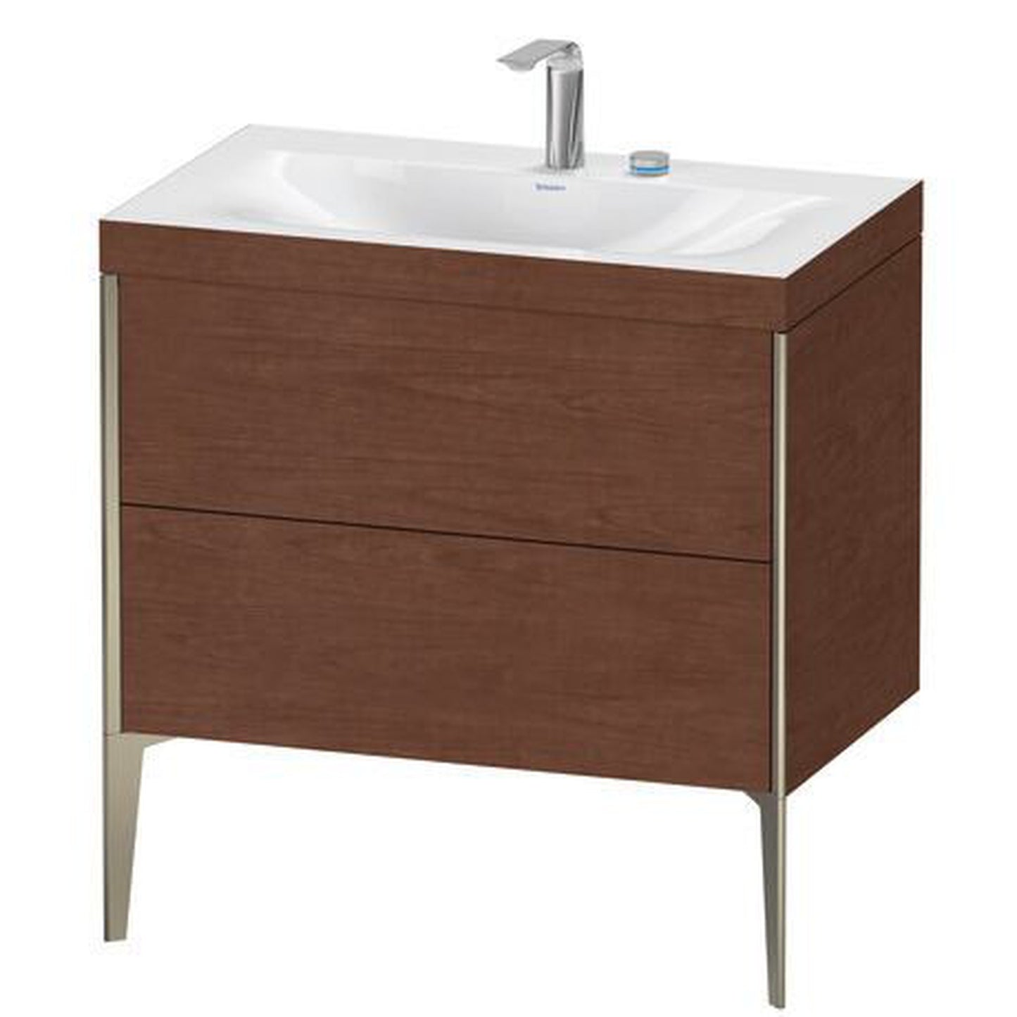 Duravit XViu 31" x 31" x 19" Two Drawer C-Bonded Floorstanding Vanity Kit With Two Tap Holes, American Walnut (XV4710EB113C)