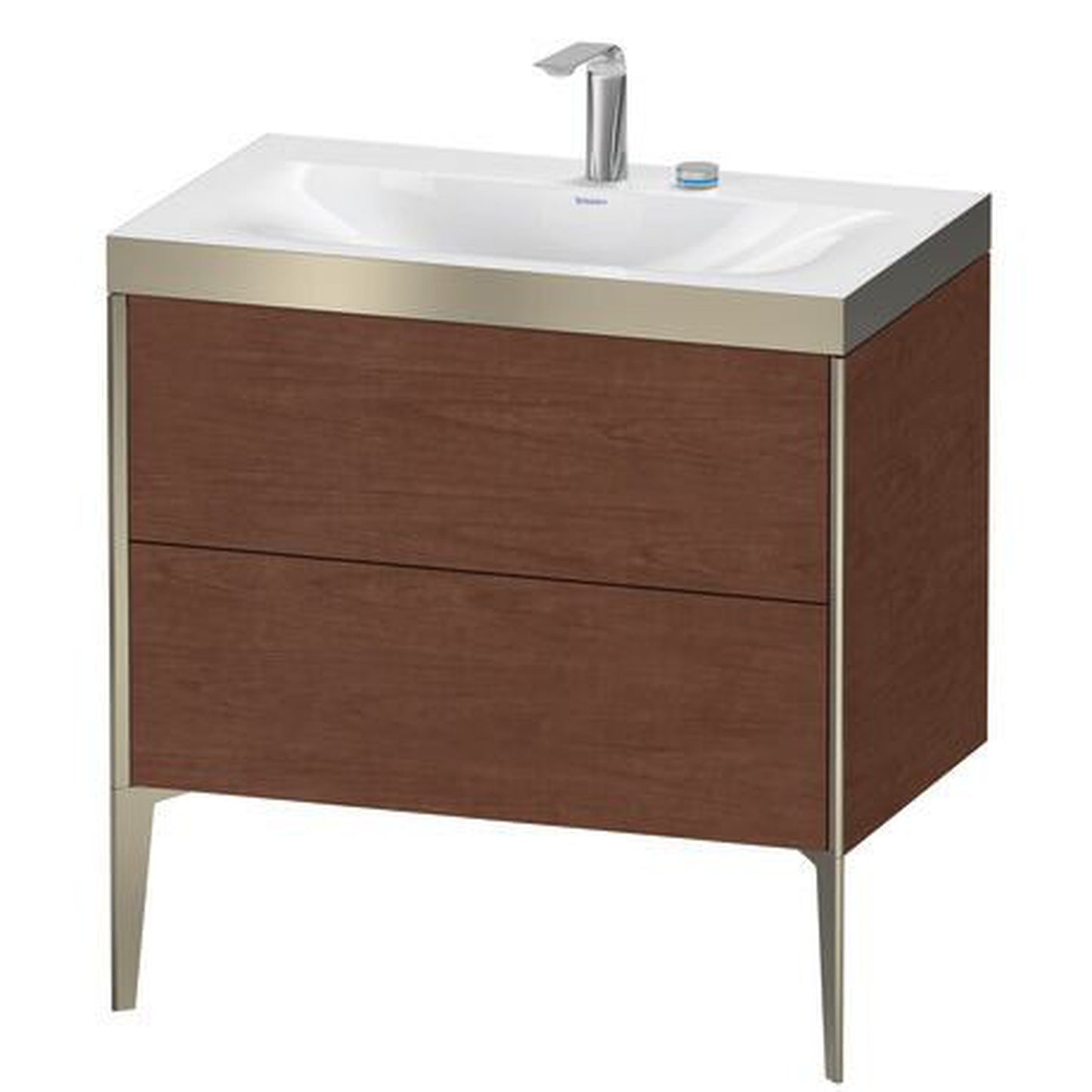 Duravit XViu 31" x 31" x 19" Two Drawer C-Bonded Floorstanding Vanity Kit With Two Tap Holes, American Walnut (XV4710EB113P)