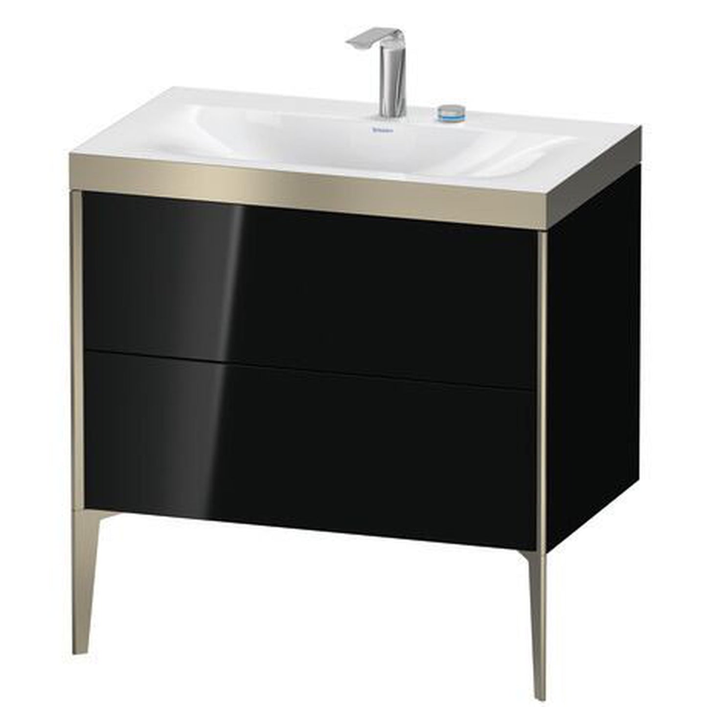 Duravit XViu 31" x 31" x 19" Two Drawer C-Bonded Floorstanding Vanity Kit With Two Tap Holes, Black (XV4710EB140P)