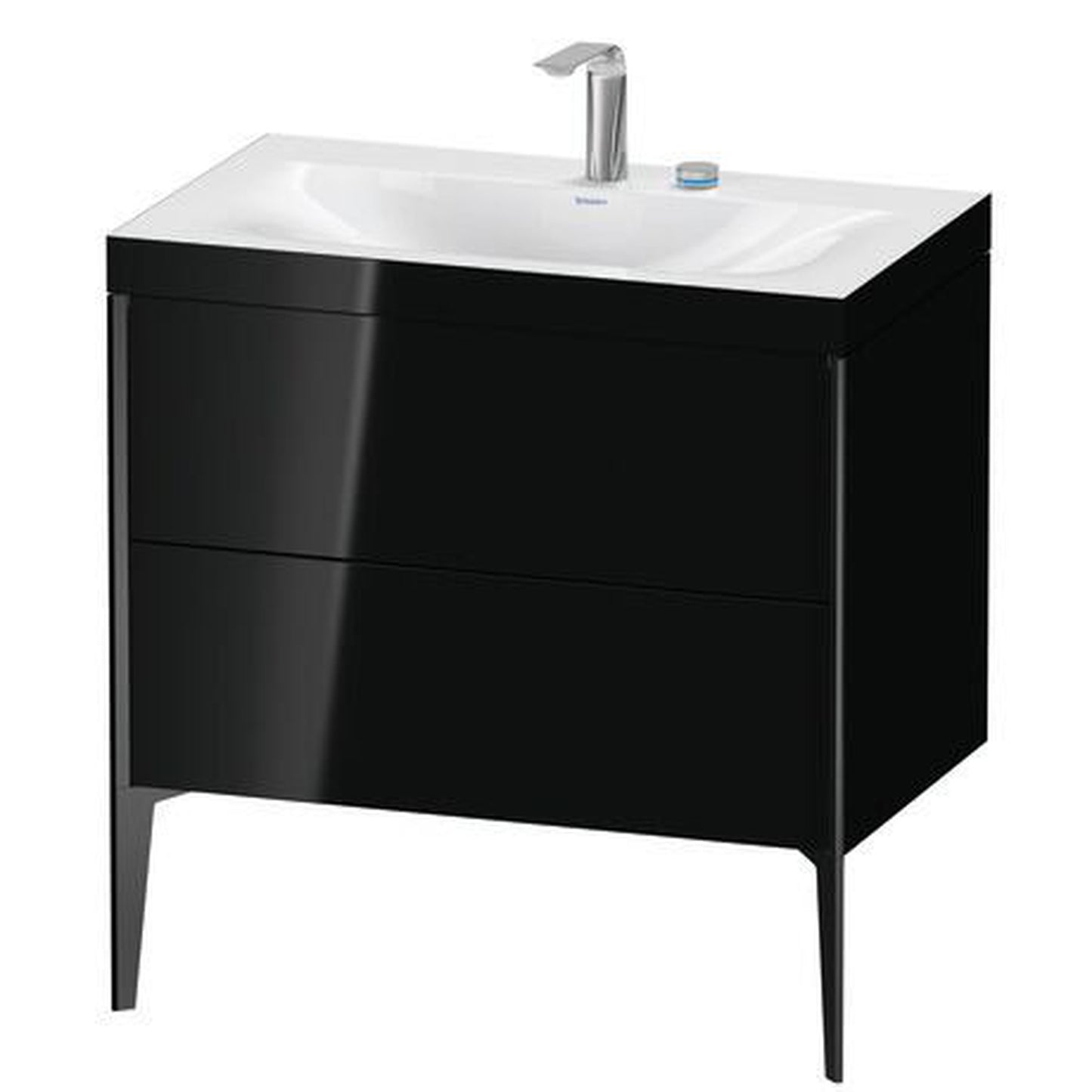 Duravit XViu 31" x 31" x 19" Two Drawer C-Bonded Floorstanding Vanity Kit With Two Tap Holes, Black (XV4710EB240C)