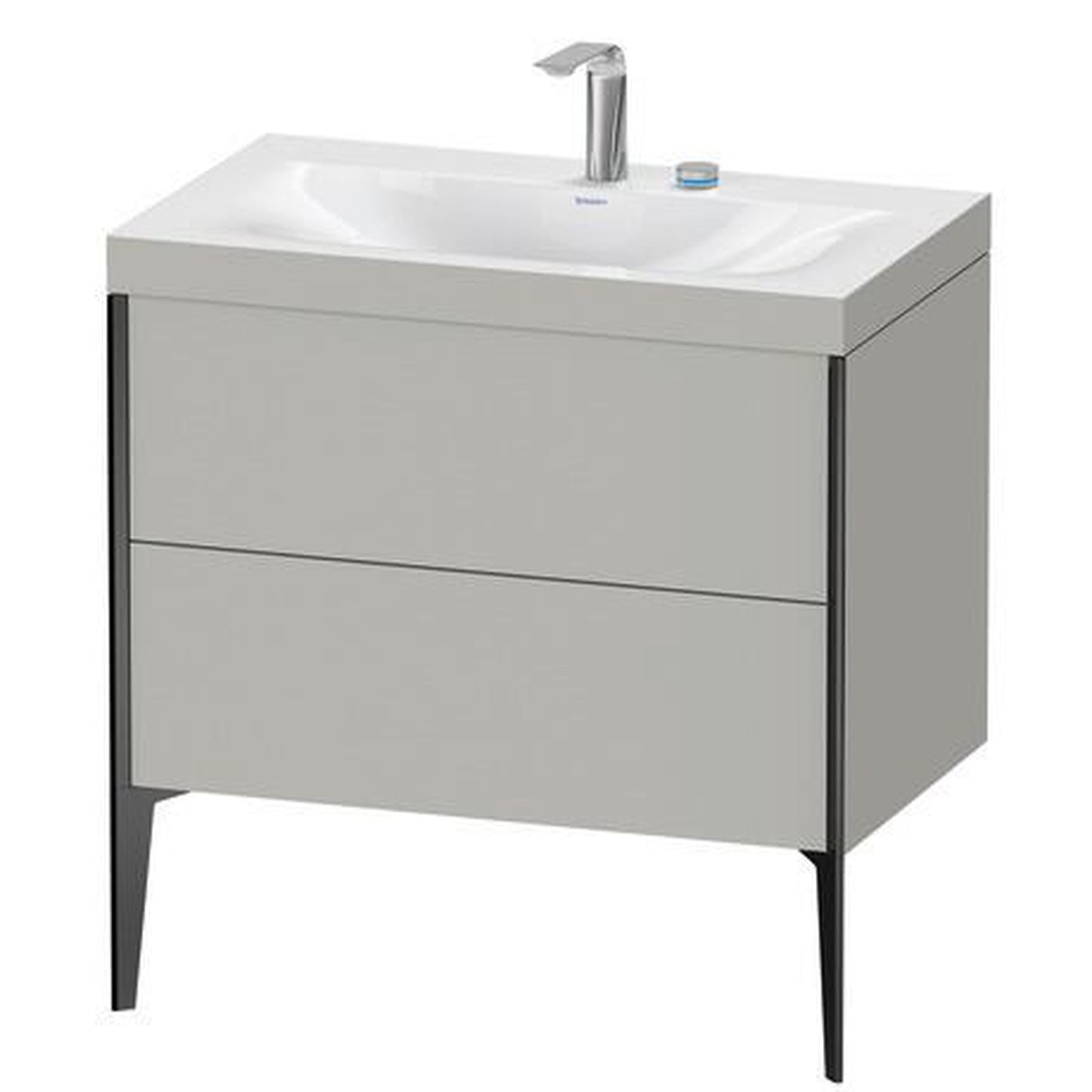 Duravit XViu 31" x 31" x 19" Two Drawer C-Bonded Floorstanding Vanity Kit With Two Tap Holes, Concrete Gray (XV4710EB207C)