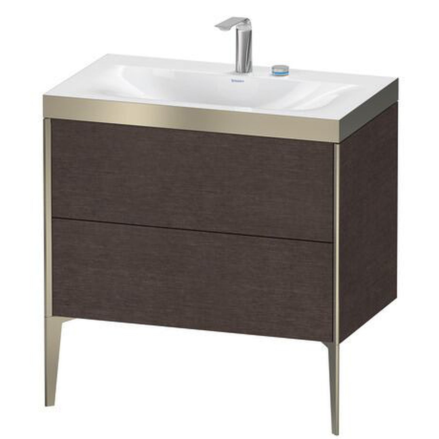 Duravit XViu 31" x 31" x 19" Two Drawer C-Bonded Floorstanding Vanity Kit With Two Tap Holes, Dark Brushed Oak (XV4710EB172P)