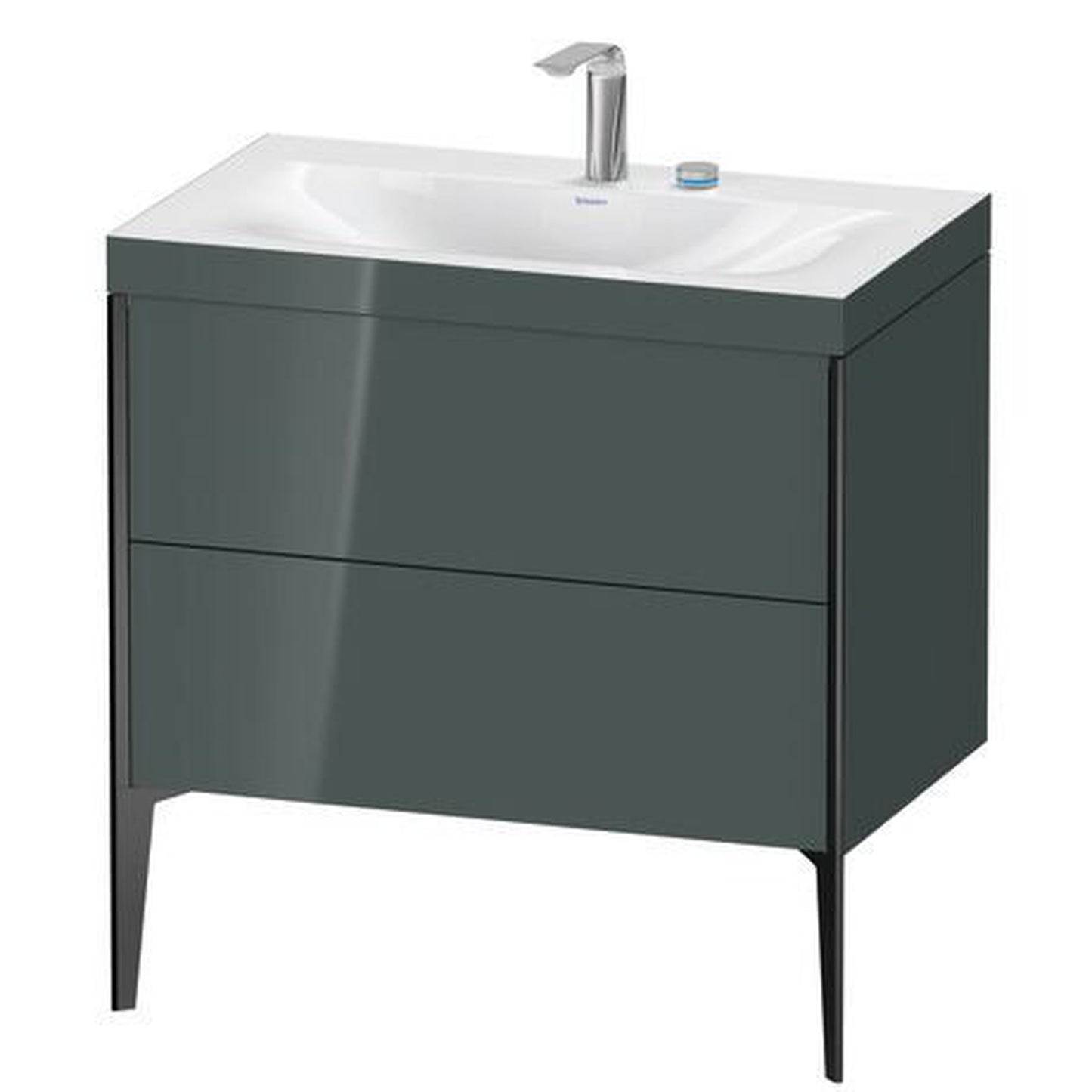 Duravit XViu 31" x 31" x 19" Two Drawer C-Bonded Floorstanding Vanity Kit With Two Tap Holes, Dolomite Gray (XV4710EB238C)