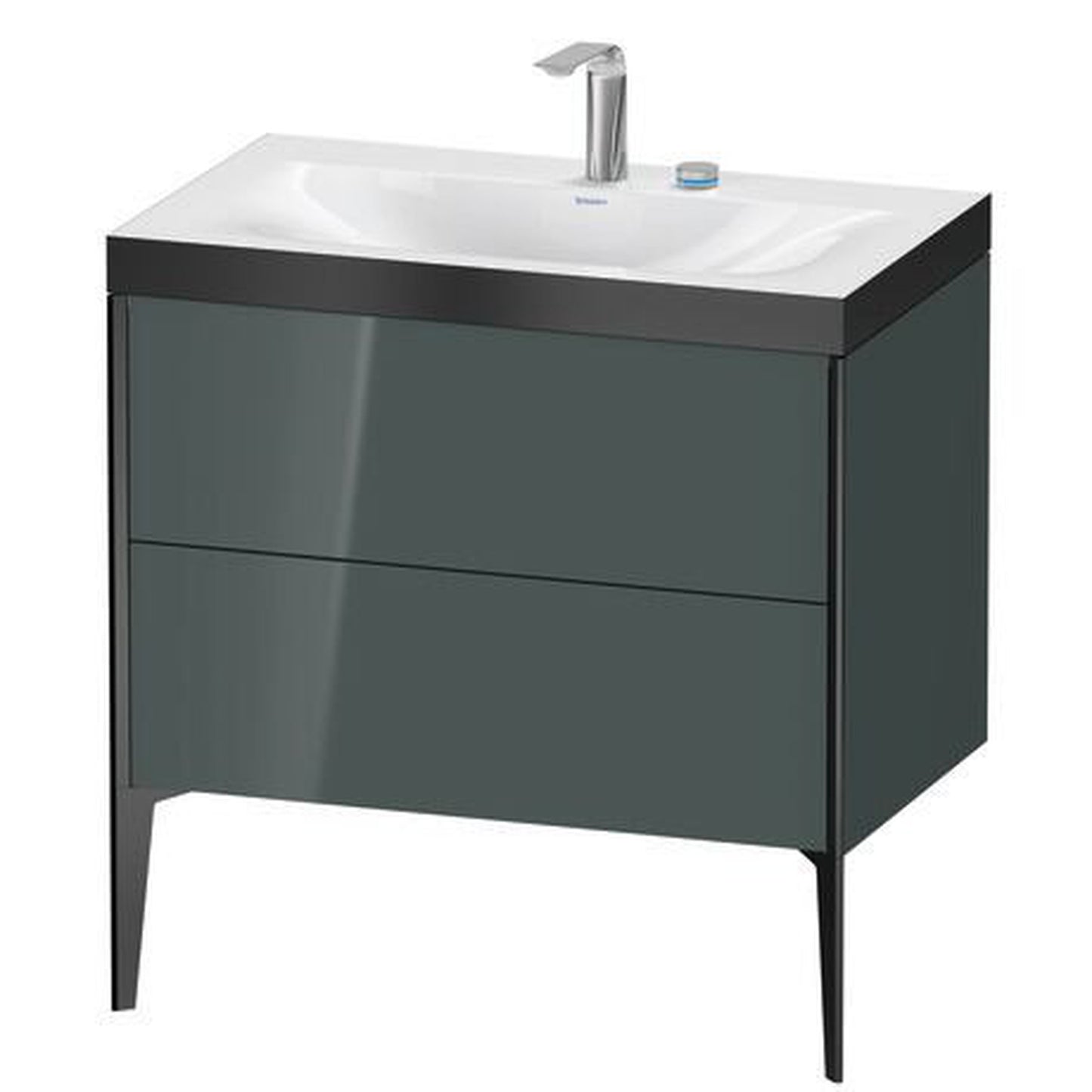 Duravit XViu 31" x 31" x 19" Two Drawer C-Bonded Floorstanding Vanity Kit With Two Tap Holes, Dolomite Gray (XV4710EB238P)