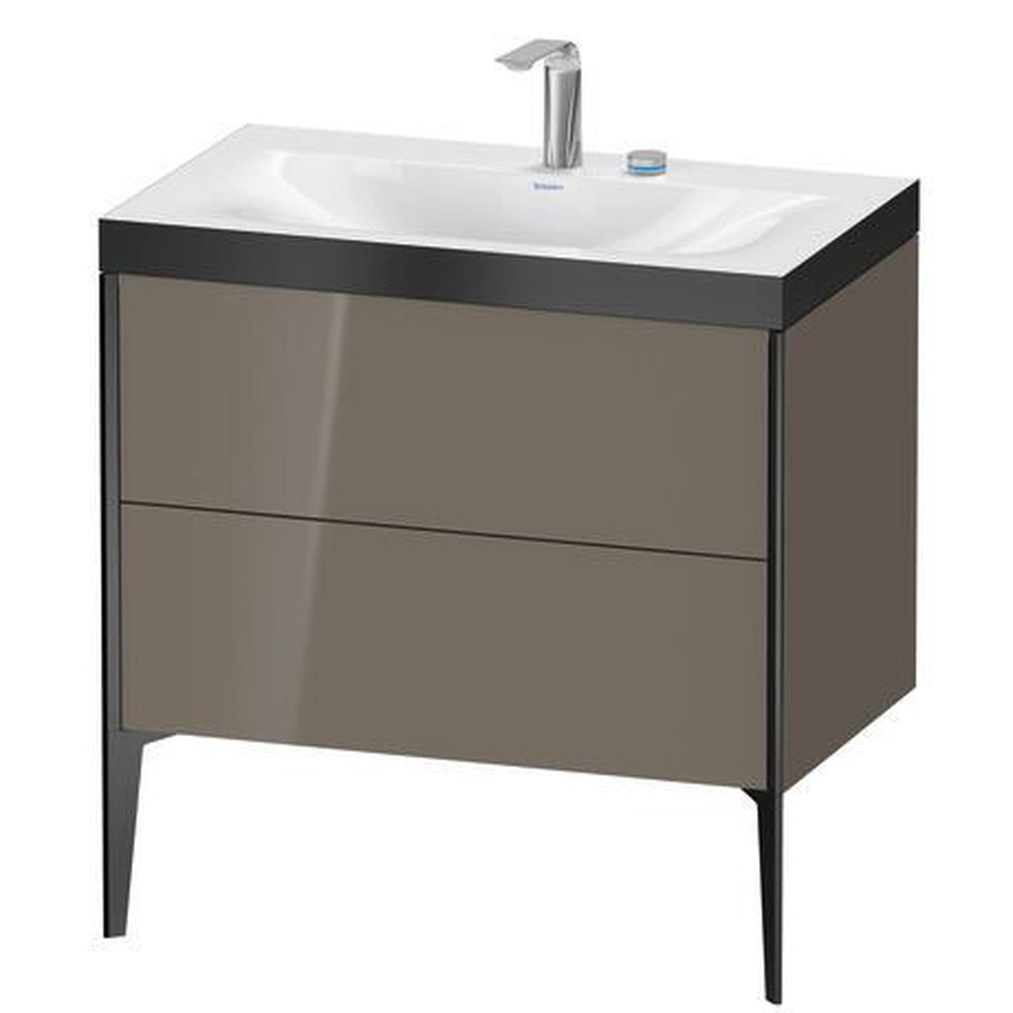 Duravit XViu 31" x 31" x 19" Two Drawer C-Bonded Floorstanding Vanity Kit With Two Tap Holes, Flannel Gray (XV4710EB289P)