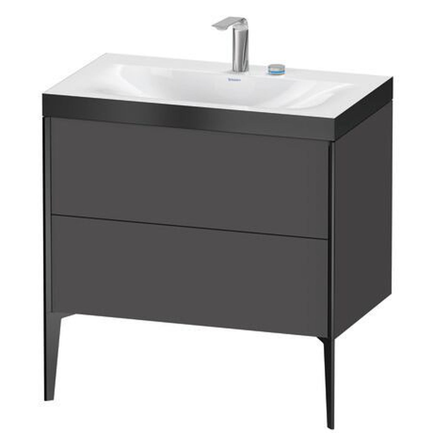 Duravit XViu 31" x 31" x 19" Two Drawer C-Bonded Floorstanding Vanity Kit With Two Tap Holes, Graphite (XV4710EB249P)