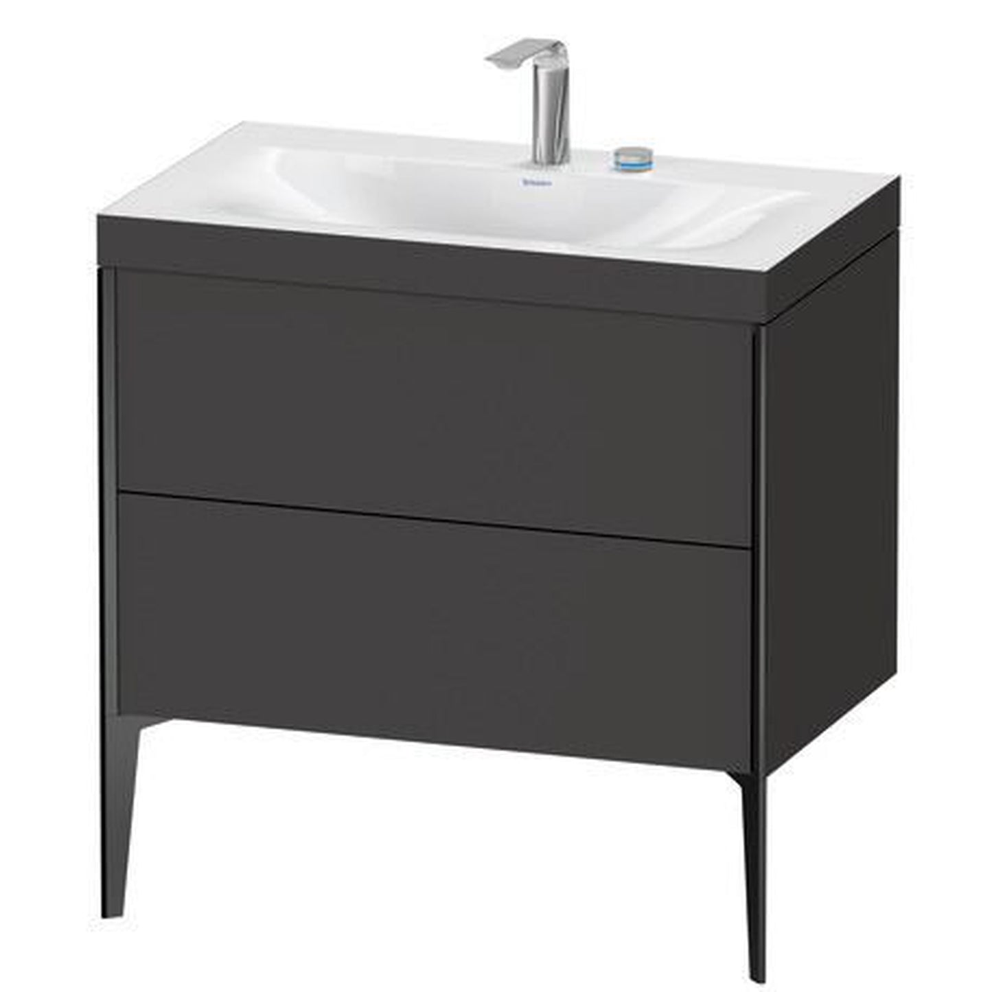 Duravit XViu 31" x 31" x 19" Two Drawer C-Bonded Floorstanding Vanity Kit With Two Tap Holes, Graphite (XV4710EB280C)