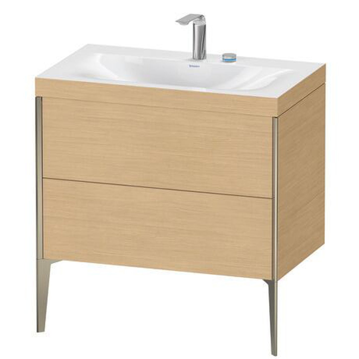 Duravit XViu 31" x 31" x 19" Two Drawer C-Bonded Floorstanding Vanity Kit With Two Tap Holes, Natural Oak (XV4710EB130C)
