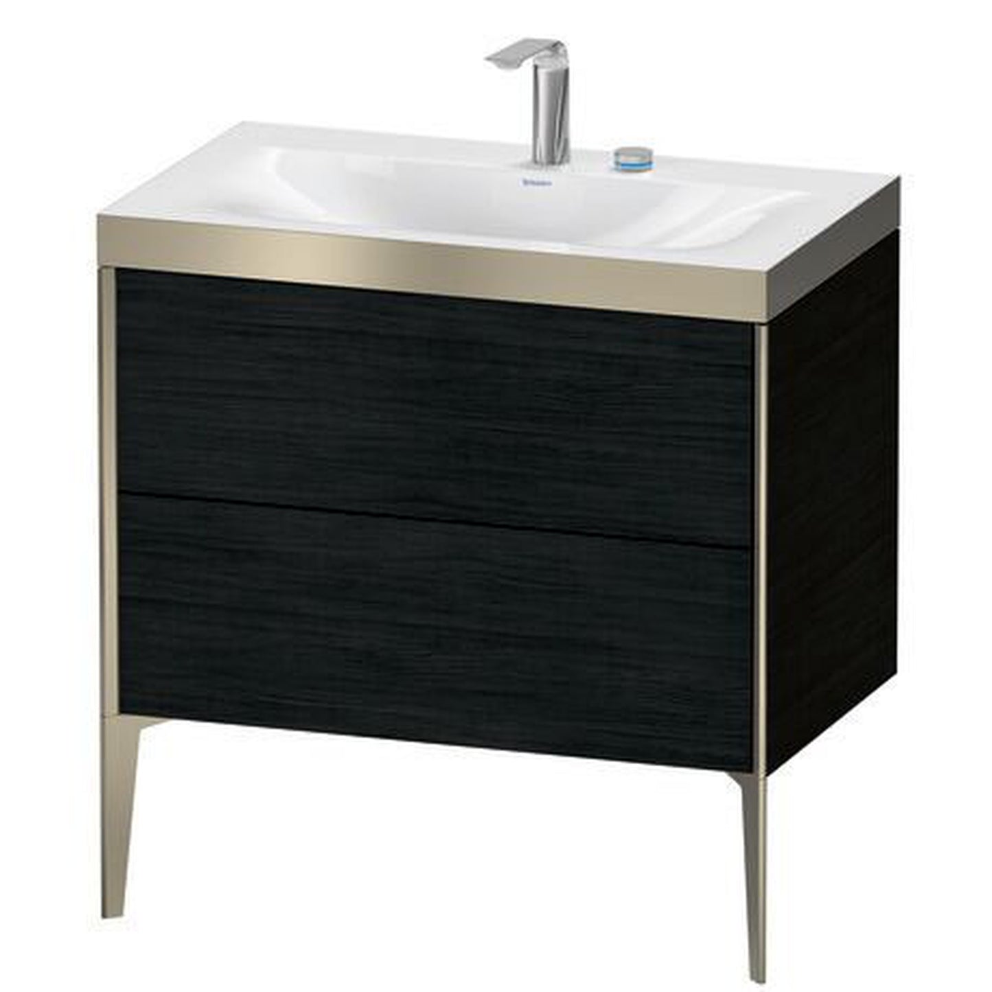 Duravit XViu 31" x 31" x 19" Two Drawer C-Bonded Floorstanding Vanity Kit With Two Tap Holes, Oak Black (XV4710EB116P)