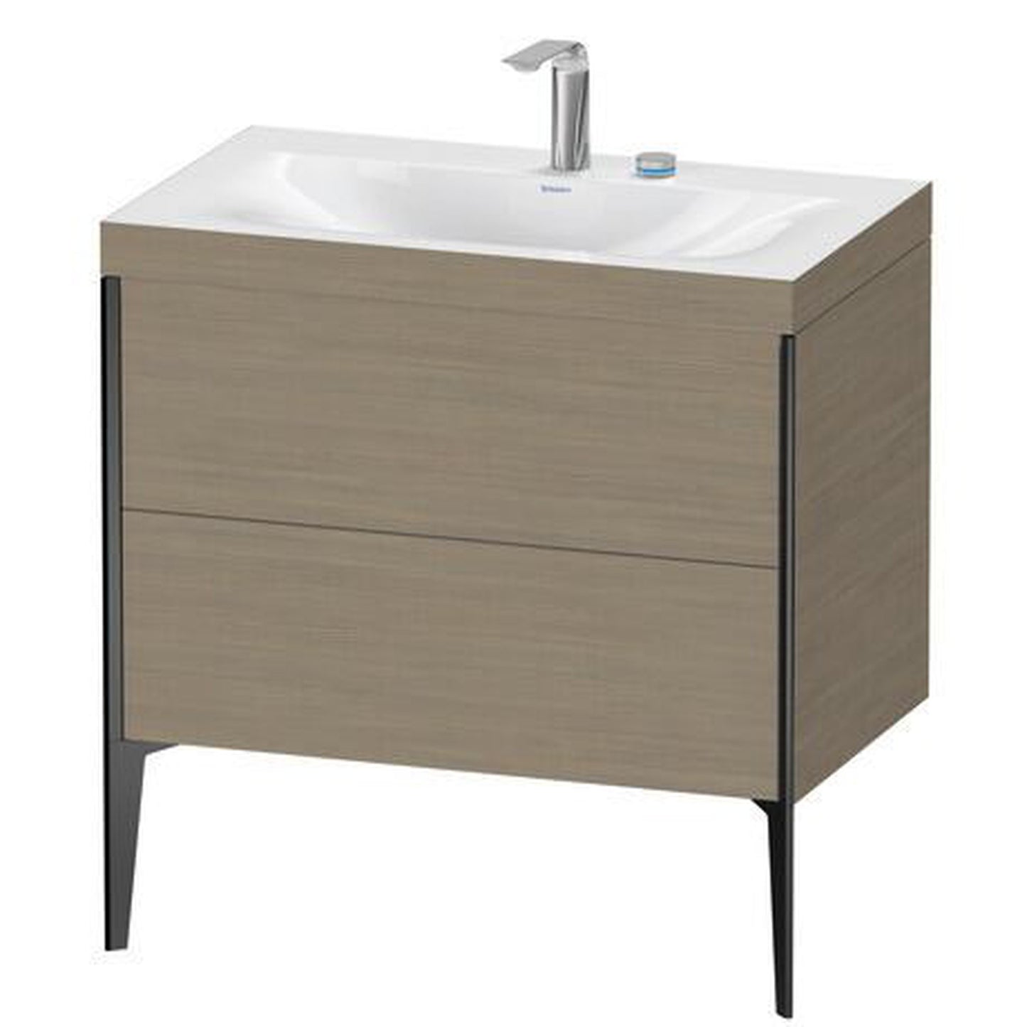 Duravit XViu 31" x 31" x 19" Two Drawer C-Bonded Floorstanding Vanity Kit With Two Tap Holes, Oak Terra (XV4710EB235C)