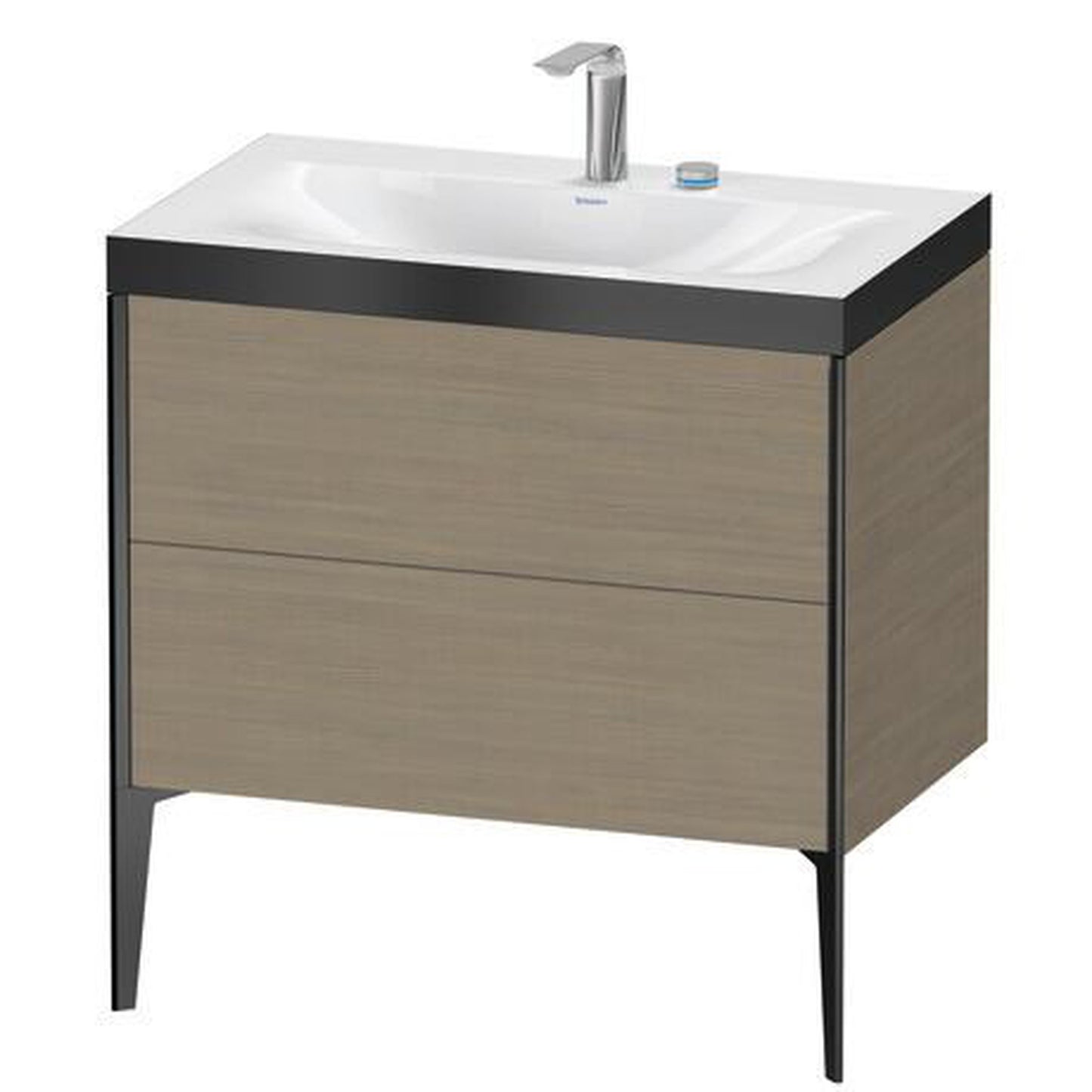 Duravit XViu 31" x 31" x 19" Two Drawer C-Bonded Floorstanding Vanity Kit With Two Tap Holes, Oak Terra (XV4710EB235P)