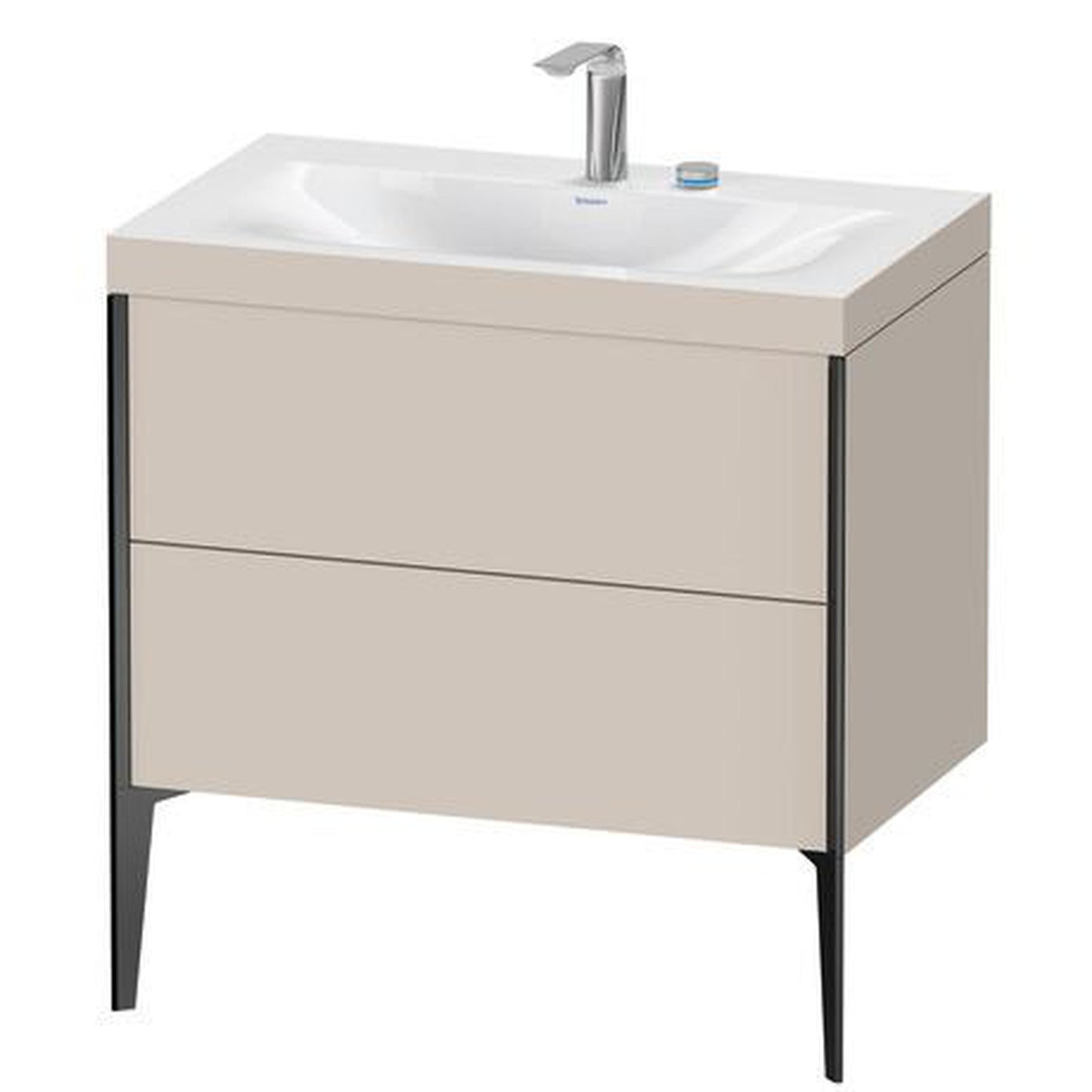 Duravit XViu 31" x 31" x 19" Two Drawer C-Bonded Floorstanding Vanity Kit With Two Tap Holes, Taupe (XV4710EB291C)