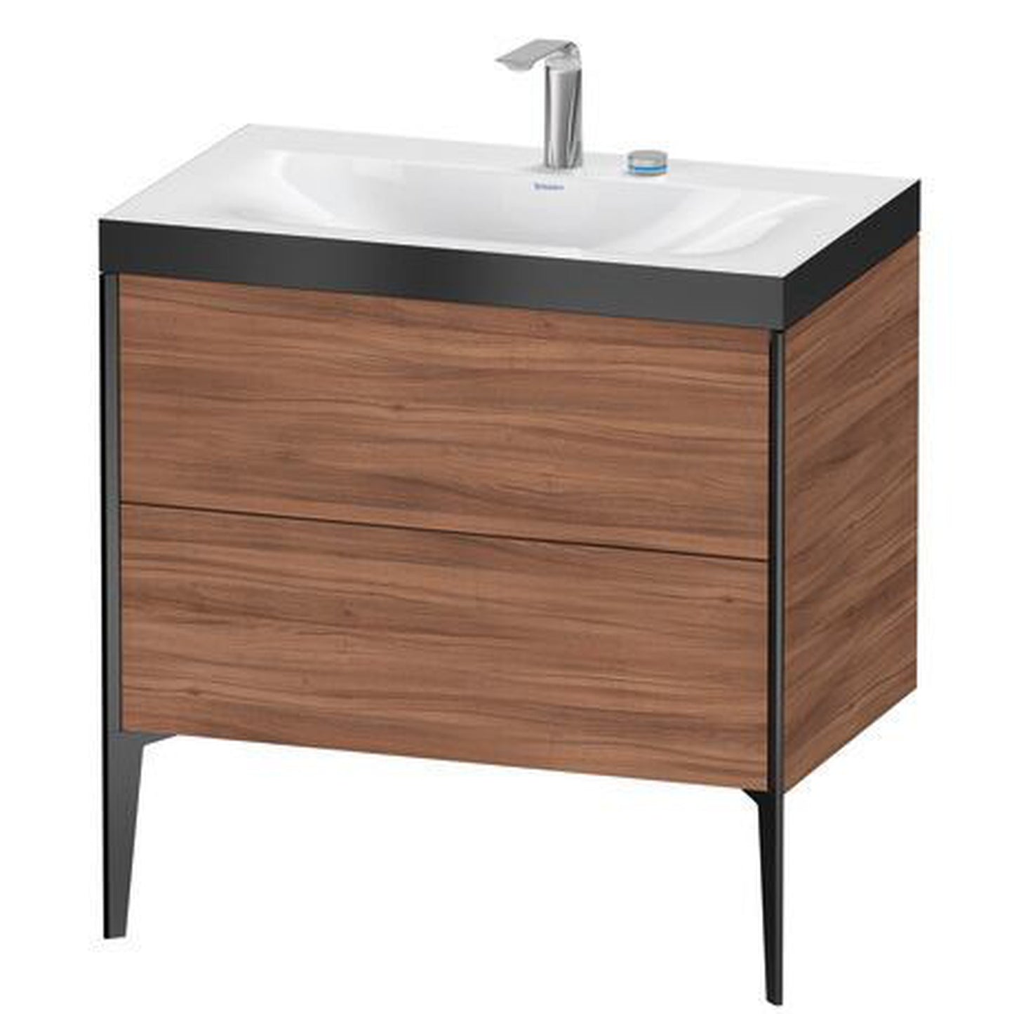 Duravit XViu 31" x 31" x 19" Two Drawer C-Bonded Floorstanding Vanity Kit With Two Tap Holes, Walnut (XV4710EB279P)