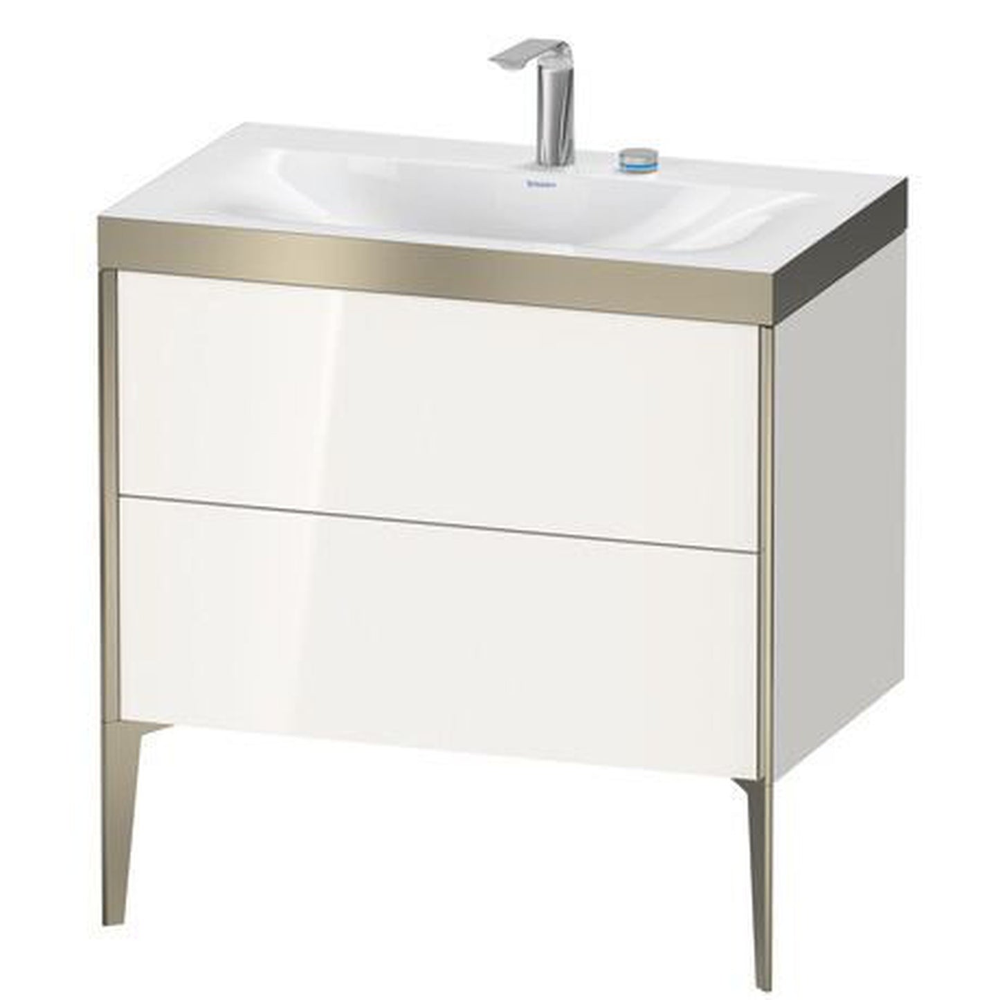 Duravit XViu 31" x 31" x 19" Two Drawer C-Bonded Floorstanding Vanity Kit With Two Tap Holes, White (XV4710EB122P)