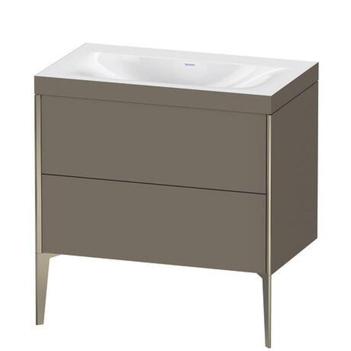 Duravit XViu 31" x 31" x 19" Two Drawer C-Bonded Floorstanding Vanity Kit Without Tap Hole, Flannel Gray (XV4710NB190C)