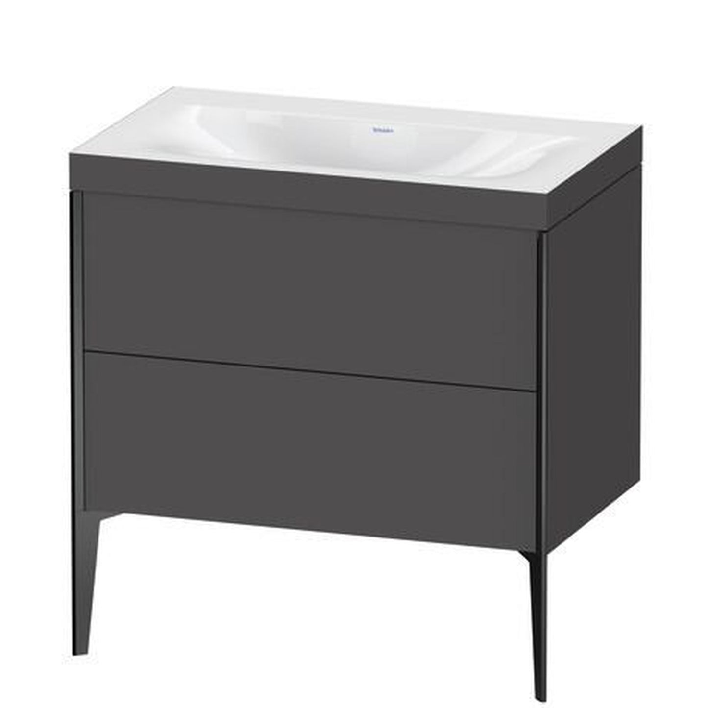 Duravit XViu 31" x 31" x 19" Two Drawer C-Bonded Floorstanding Vanity Kit Without Tap Hole, Graphite (XV4710NB249C)
