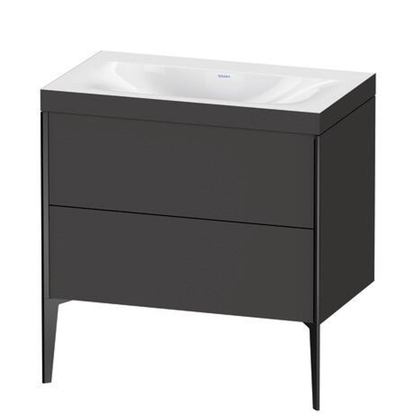 Duravit XViu 31" x 31" x 19" Two Drawer C-Bonded Floorstanding Vanity Kit Without Tap Hole, Graphite (XV4710NB280C)