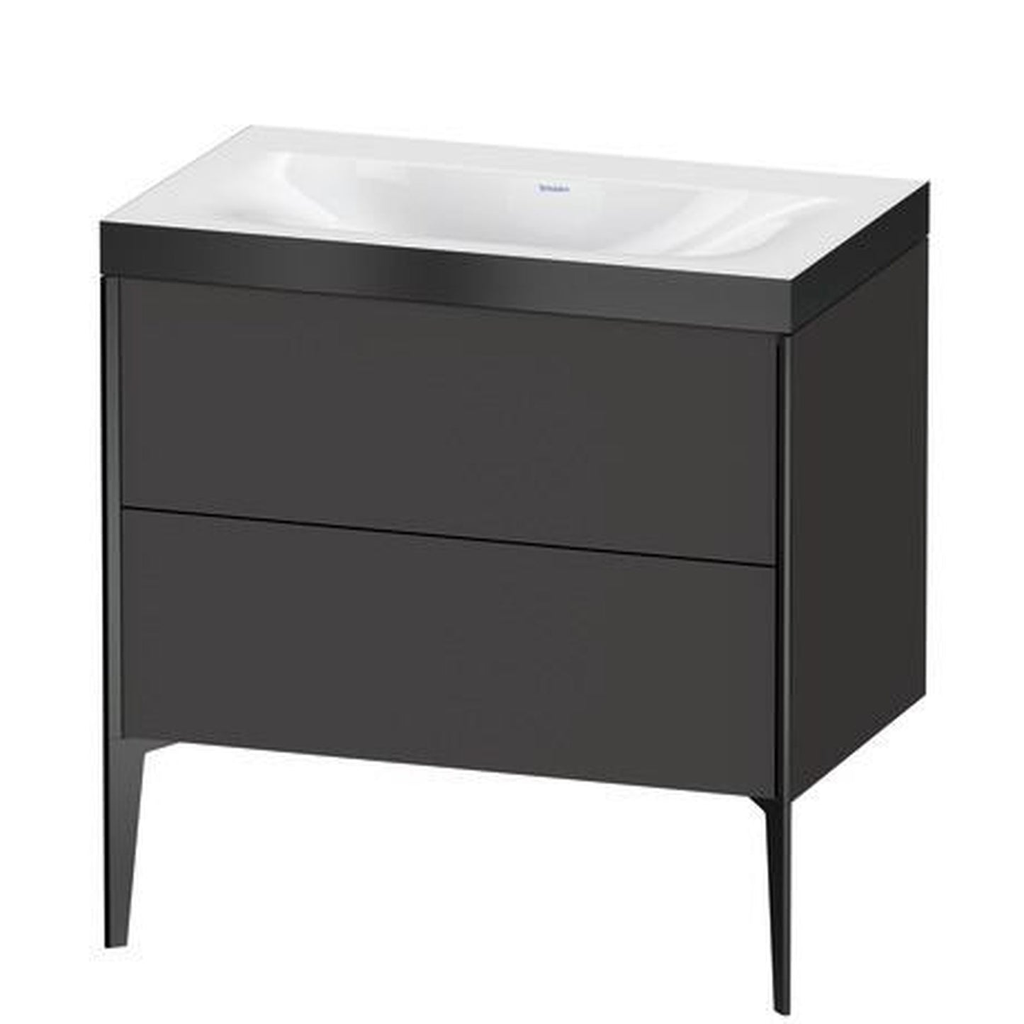 Duravit XViu 31" x 31" x 19" Two Drawer C-Bonded Floorstanding Vanity Kit Without Tap Hole, Graphite (XV4710NB280P)