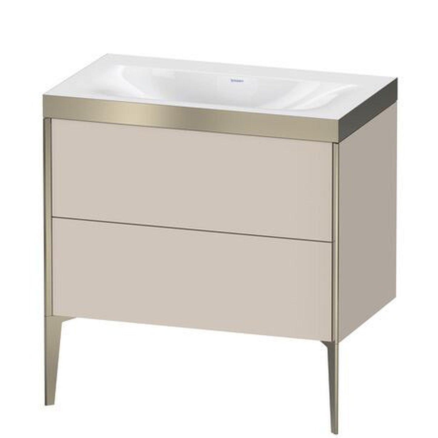 Duravit XViu 31" x 31" x 19" Two Drawer C-Bonded Floorstanding Vanity Kit Without Tap Hole, Taupe (XV4710NB191P)