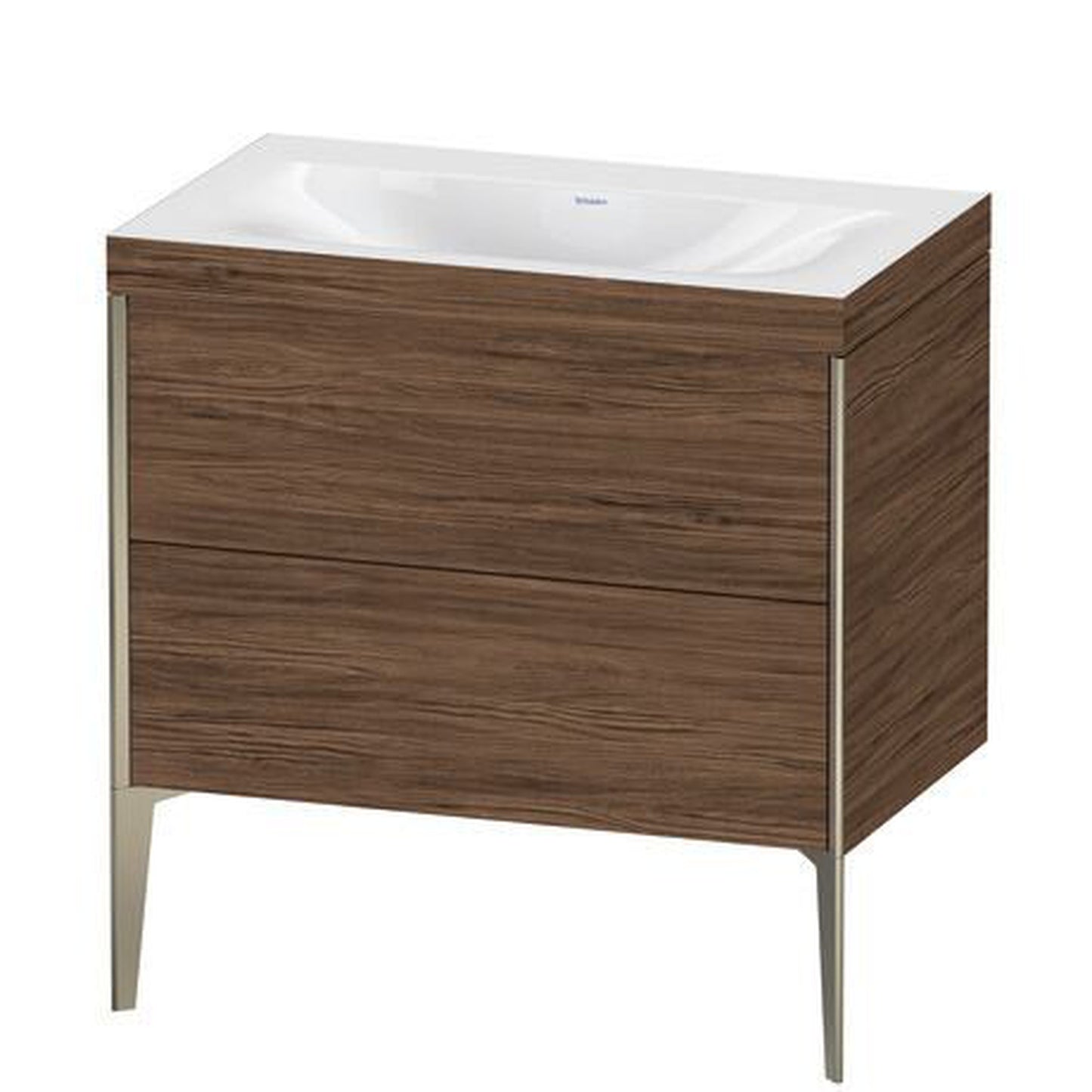 Duravit XViu 31" x 31" x 19" Two Drawer C-Bonded Floorstanding Vanity Kit Without Tap Hole, Walnut Dark (XV4710NB121C)