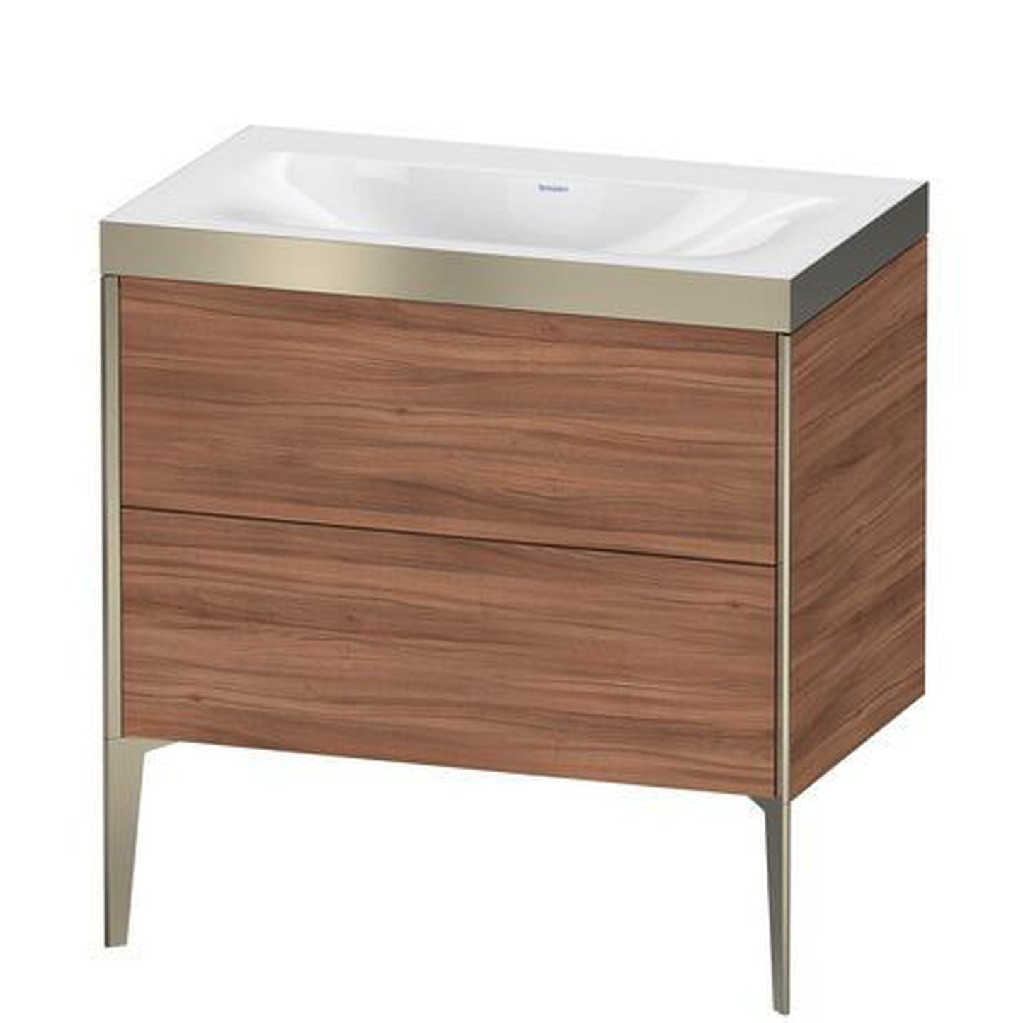 Duravit XViu 31" x 31" x 19" Two Drawer C-Bonded Floorstanding Vanity Kit Without Tap Hole, Walnut (XV4710NB179P)