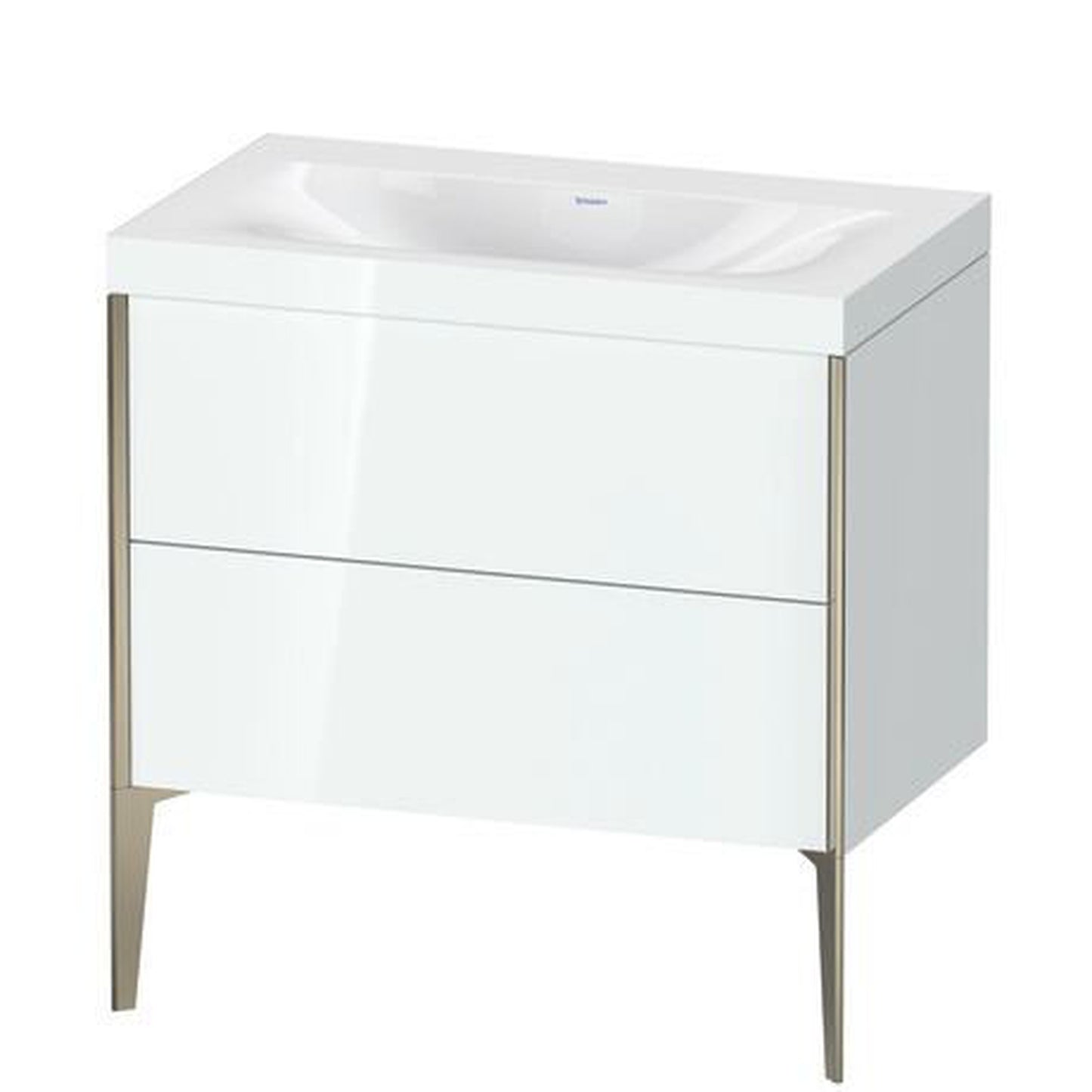 Duravit XViu 31" x 31" x 19" Two Drawer C-Bonded Floorstanding Vanity Kit Without Tap Hole, White (XV4710NB185C)