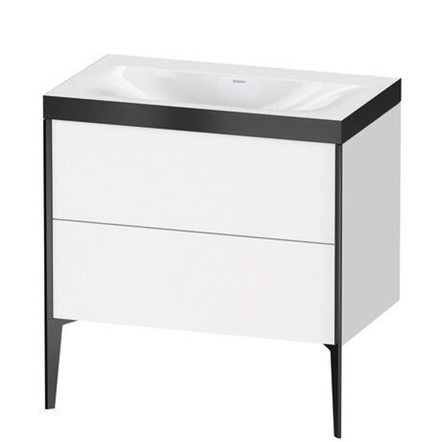 Duravit XViu 31" x 31" x 19" Two Drawer C-Bonded Floorstanding Vanity Kit Without Tap Hole, White (XV4710NB218P)