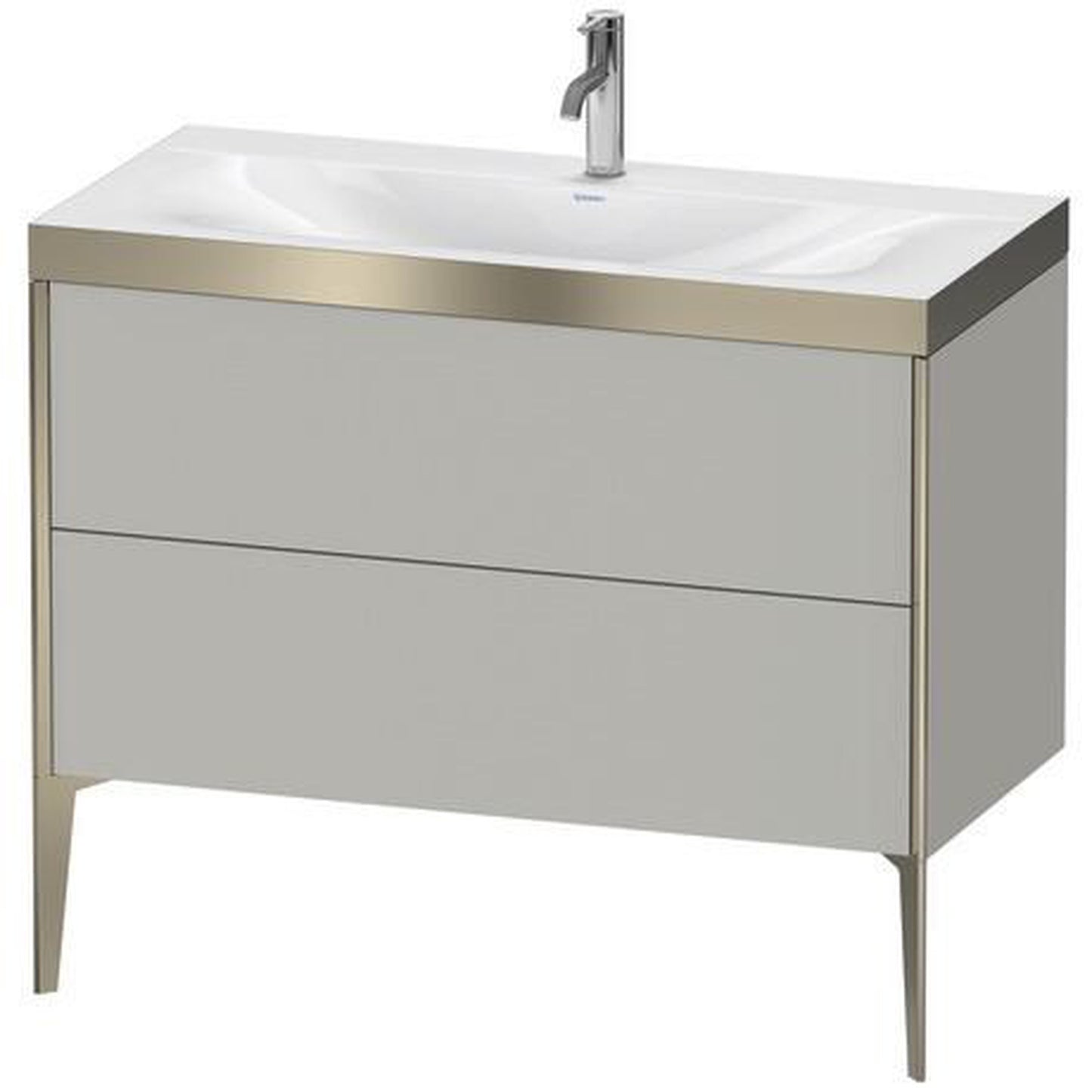 Duravit XViu 39" x 39" x 19" Two Drawer C-Bonded Floorstanding Vanity Kit With One Tap Hole, Concrete Gray (XV4711OB107P)