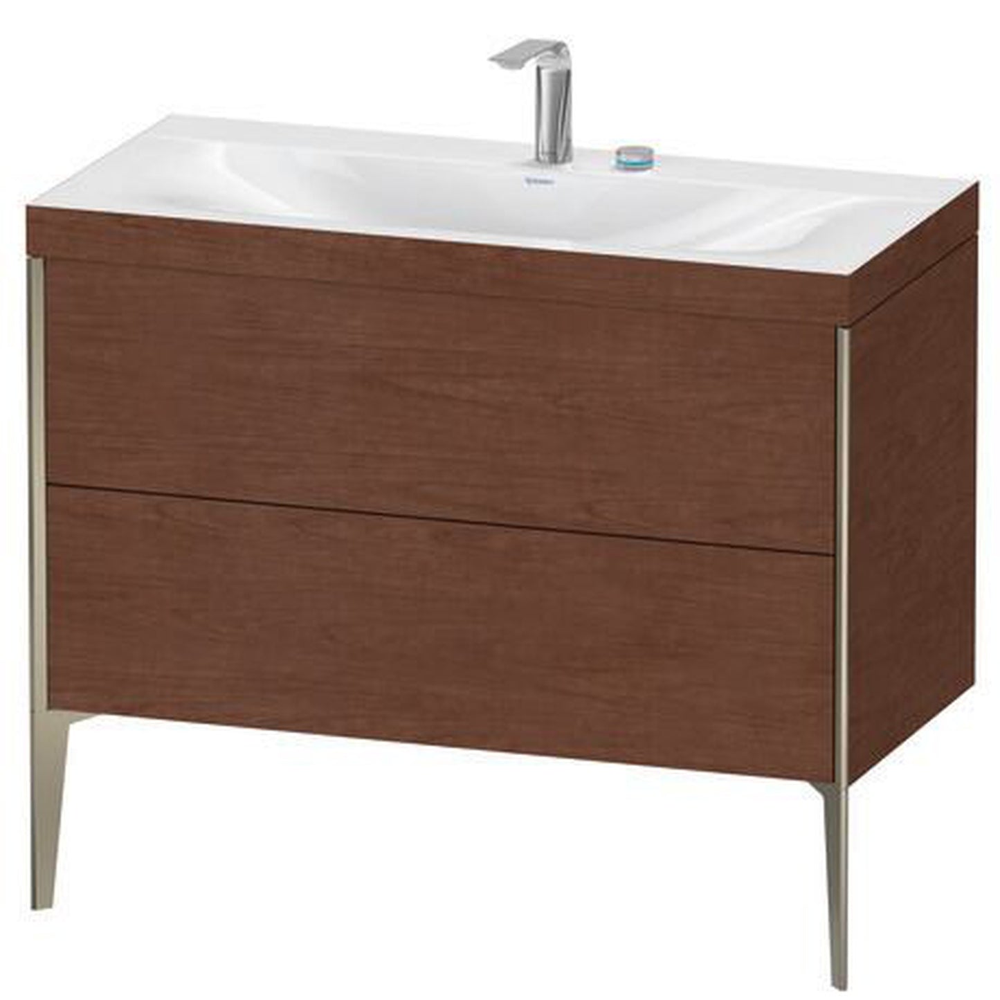 Duravit XViu 39" x 39" x 19" Two Drawer C-Bonded Floorstanding Vanity Kit With Two Tap Holes, American Walnut (XV4711EB113C)