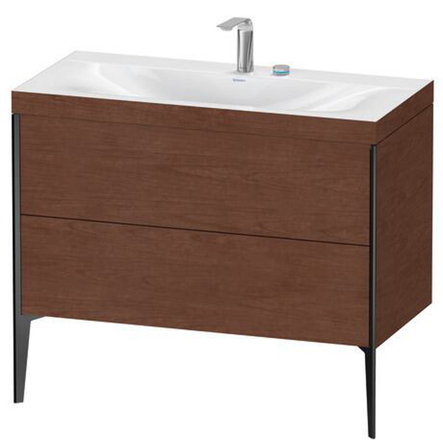 Duravit XViu 39" x 39" x 19" Two Drawer C-Bonded Floorstanding Vanity Kit With Two Tap Holes, American Walnut (XV4711EB213C)