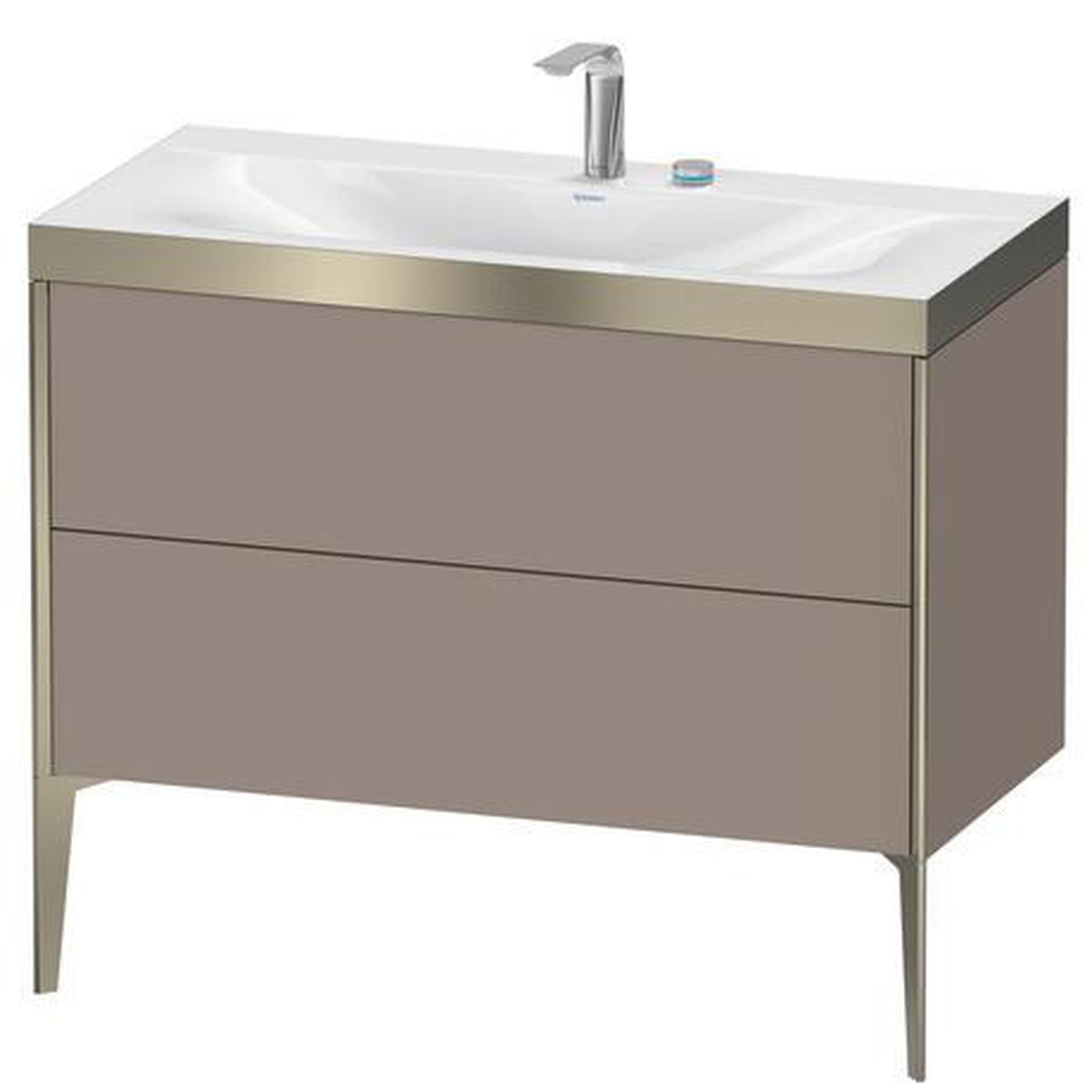 Duravit XViu 39" x 39" x 19" Two Drawer C-Bonded Floorstanding Vanity Kit With Two Tap Holes, Basalt (XV4711EB143P)