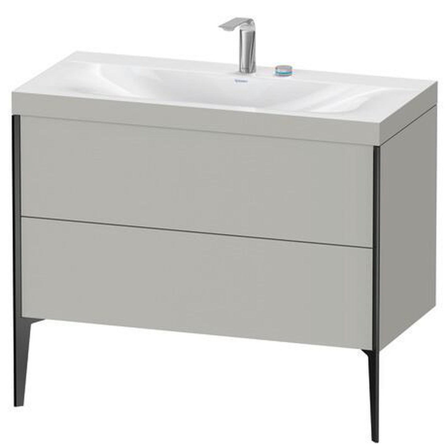 Duravit XViu 39" x 39" x 19" Two Drawer C-Bonded Floorstanding Vanity Kit With Two Tap Holes, Concrete Gray (XV4711EB207C)