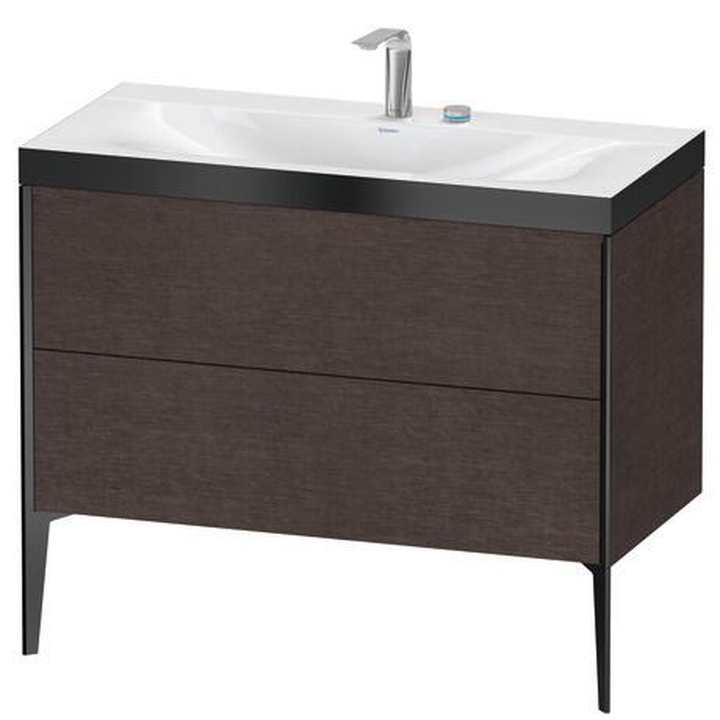 Duravit XViu 39" x 39" x 19" Two Drawer C-Bonded Floorstanding Vanity Kit With Two Tap Holes, Dark Brushed Oak (XV4711EB272P)