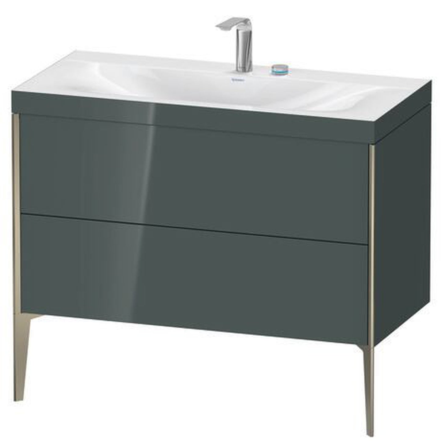 Duravit XViu 39" x 39" x 19" Two Drawer C-Bonded Floorstanding Vanity Kit With Two Tap Holes, Dolomite Gray (XV4711EB138C)