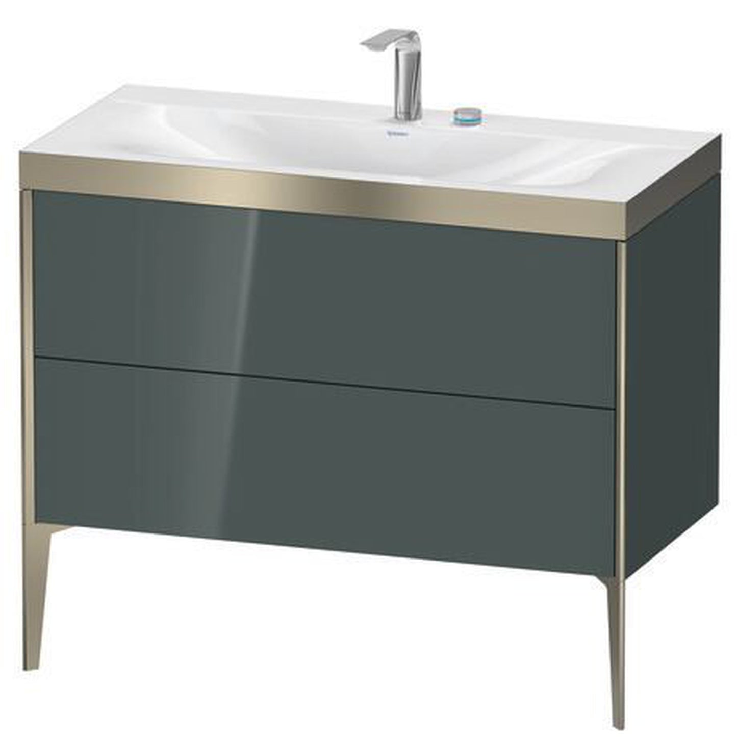 Duravit XViu 39" x 39" x 19" Two Drawer C-Bonded Floorstanding Vanity Kit With Two Tap Holes, Dolomite Gray (XV4711EB138P)