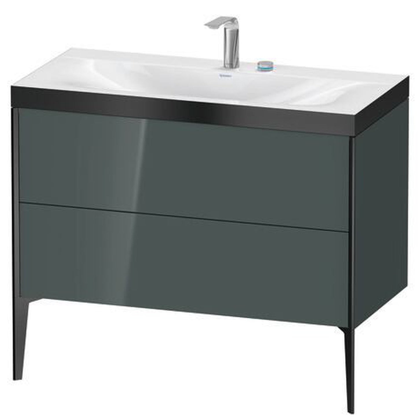 Duravit XViu 39" x 39" x 19" Two Drawer C-Bonded Floorstanding Vanity Kit With Two Tap Holes, Dolomite Gray (XV4711EB238P)