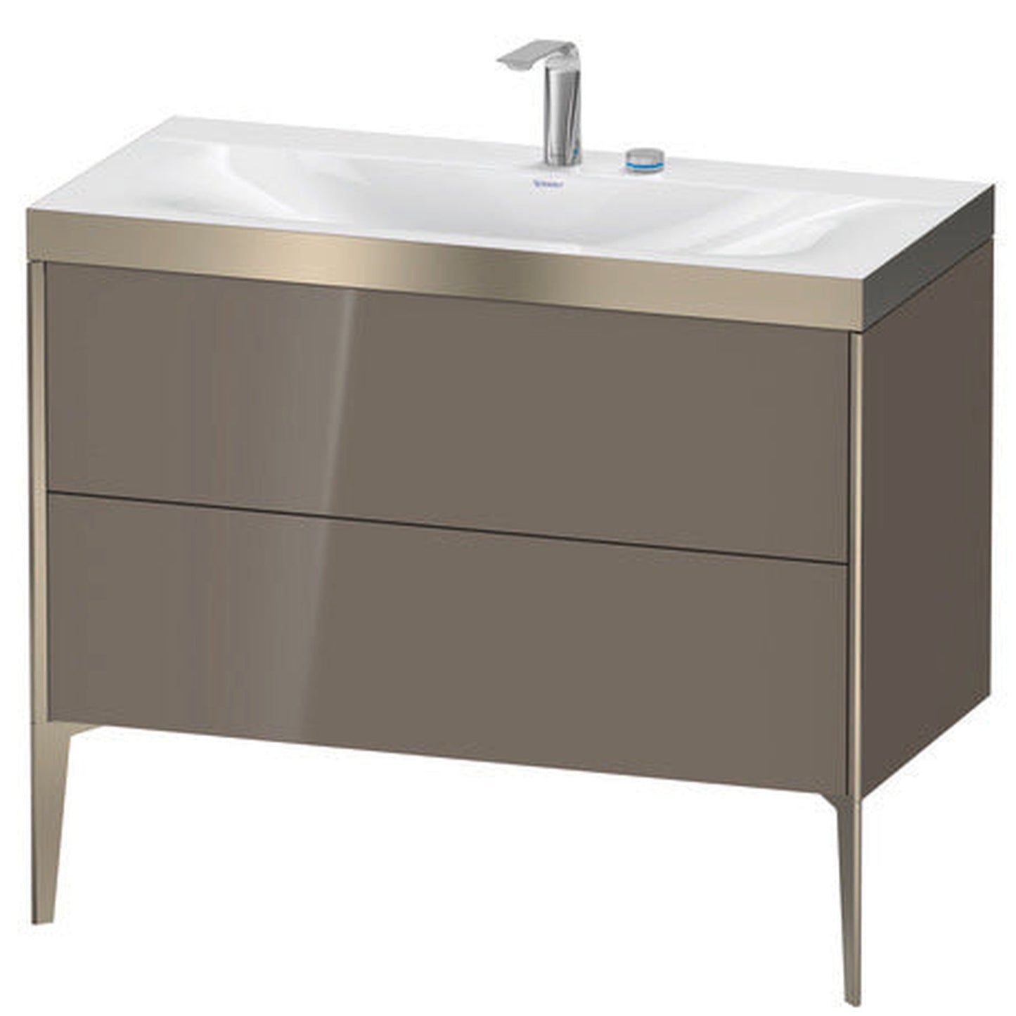 Duravit XViu 39" x 39" x 19" Two Drawer C-Bonded Floorstanding Vanity Kit With Two Tap Holes, Flannel Gray (XV4711EB189P)