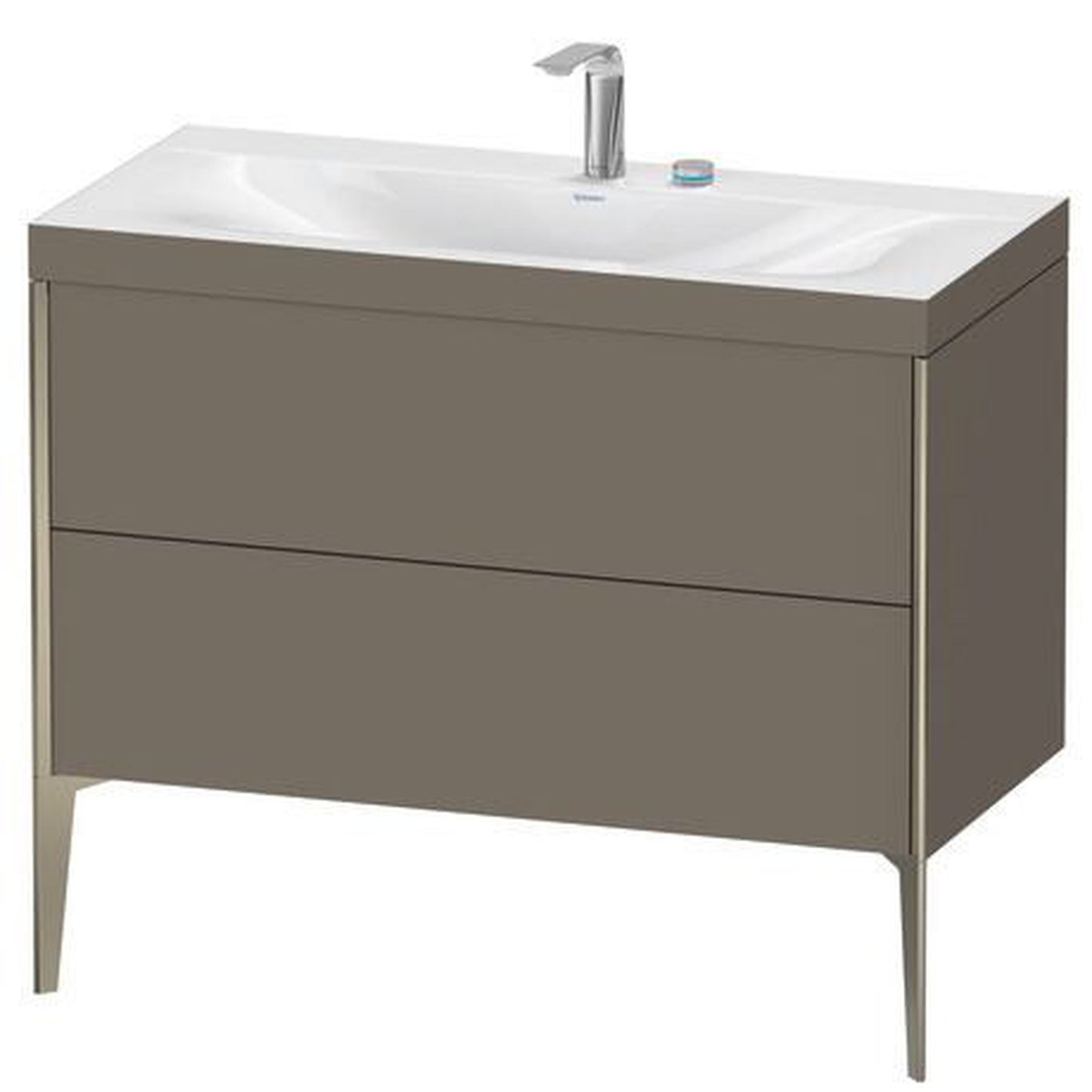 Duravit XViu 39" x 39" x 19" Two Drawer C-Bonded Floorstanding Vanity Kit With Two Tap Holes, Flannel Gray (XV4711EB190C)